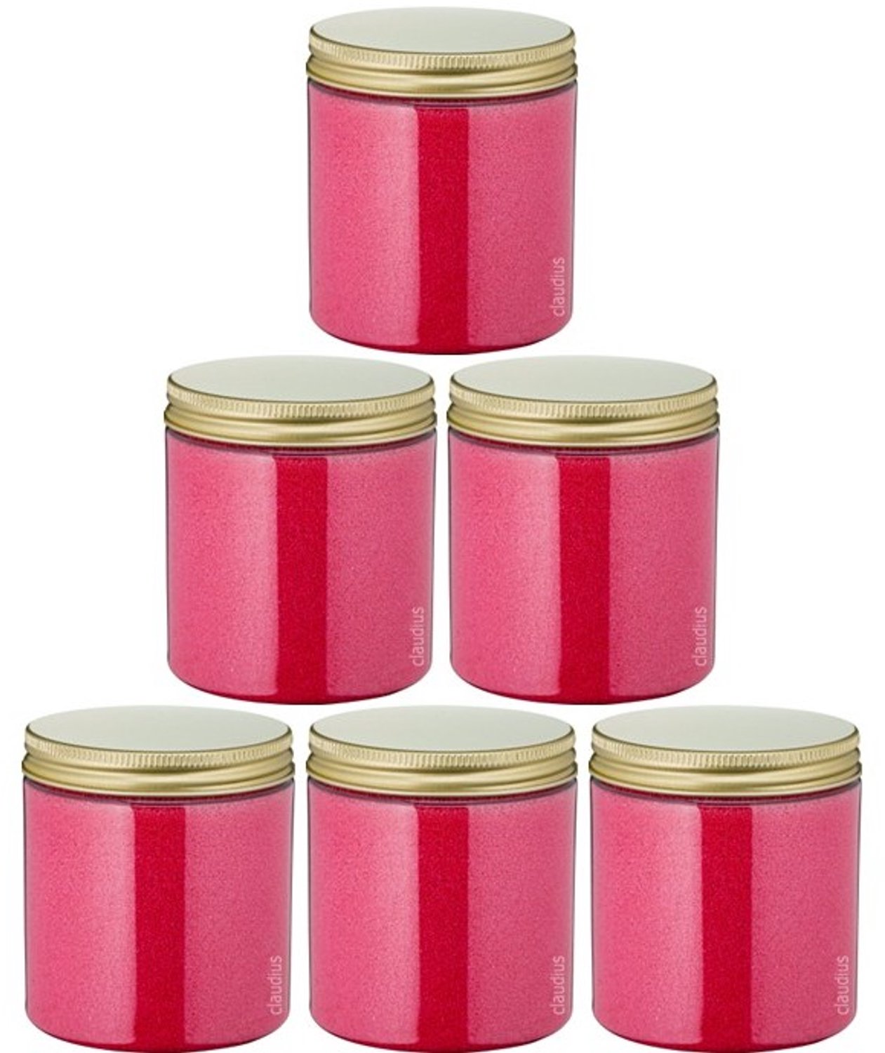 Claudius Scrubzout Fruity Melon 300 gram - Pot met gouden deksel - set van 6 stuks - Hydraterende Lichaamsscrub - Body Scrub