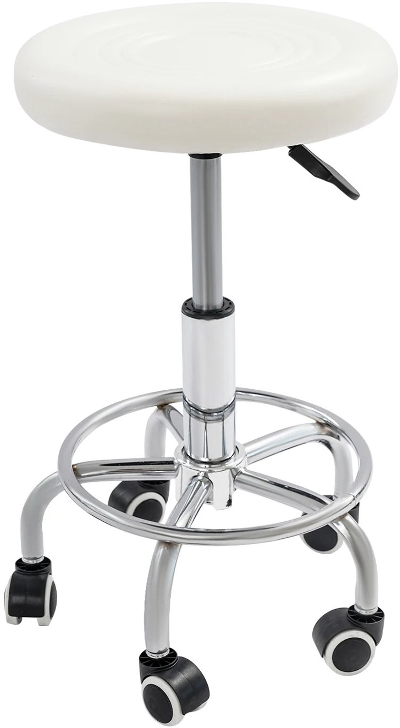 MokoHub Barkruk In Hoogte Verstelbaar 45-57 cm - 360° Draaibaar - Rollend - Belastbaar tot 150 kg - D35 cm - Wit