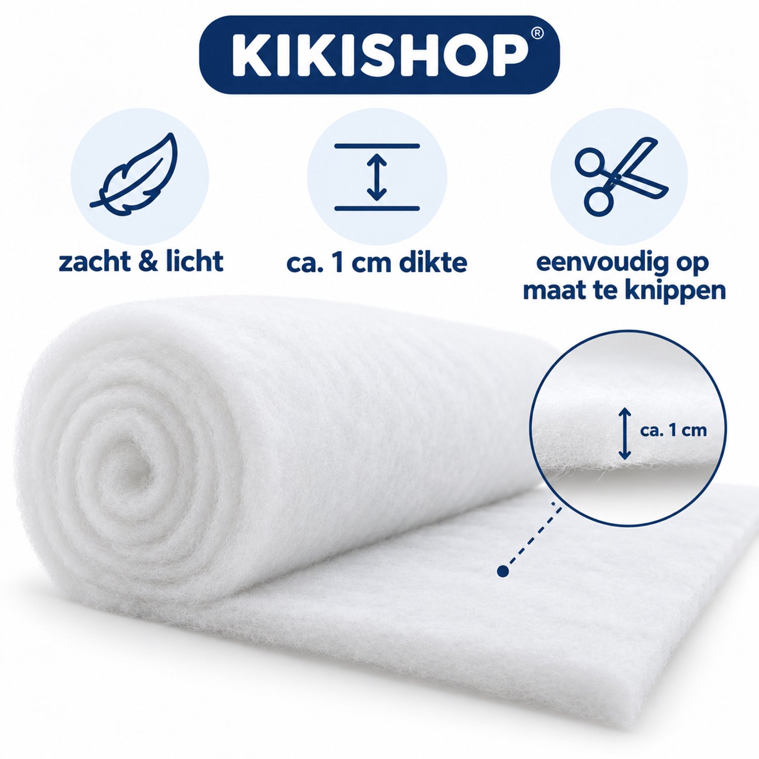 Fiberfill / Dacron 90 g/m² - 230 cm breed - per meter - Stoffering & Opvulling