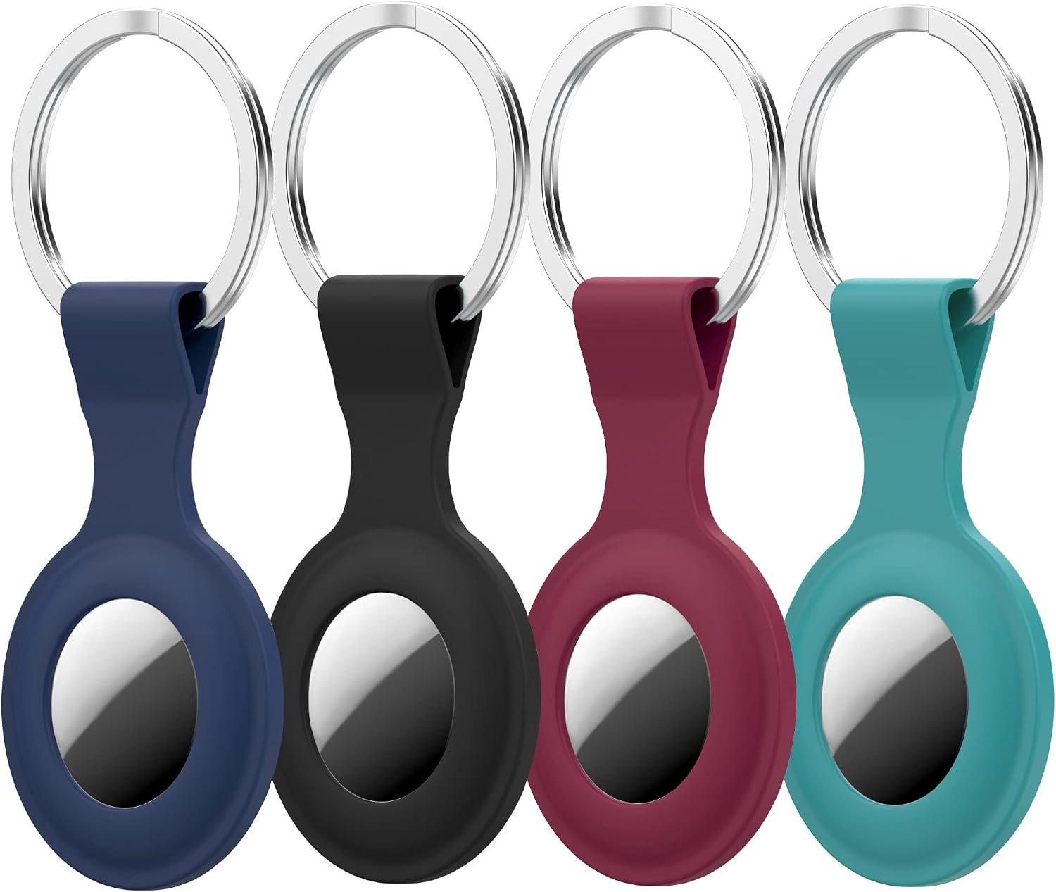 [Set van 4 & 1 stuks] Sleutelhangers voor Apple AirTag in 4, marineblauw/blauw, Uniform