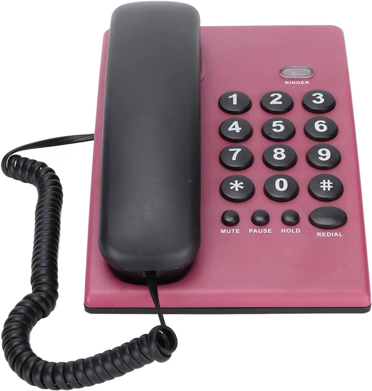 Bedrade Telefoon voor Thuiskantoor, Mode Desktop Vaste Multifunctionele Telefoon met Dubbele Magnetische Handset, Verstelbare Beltoon(rode roos)