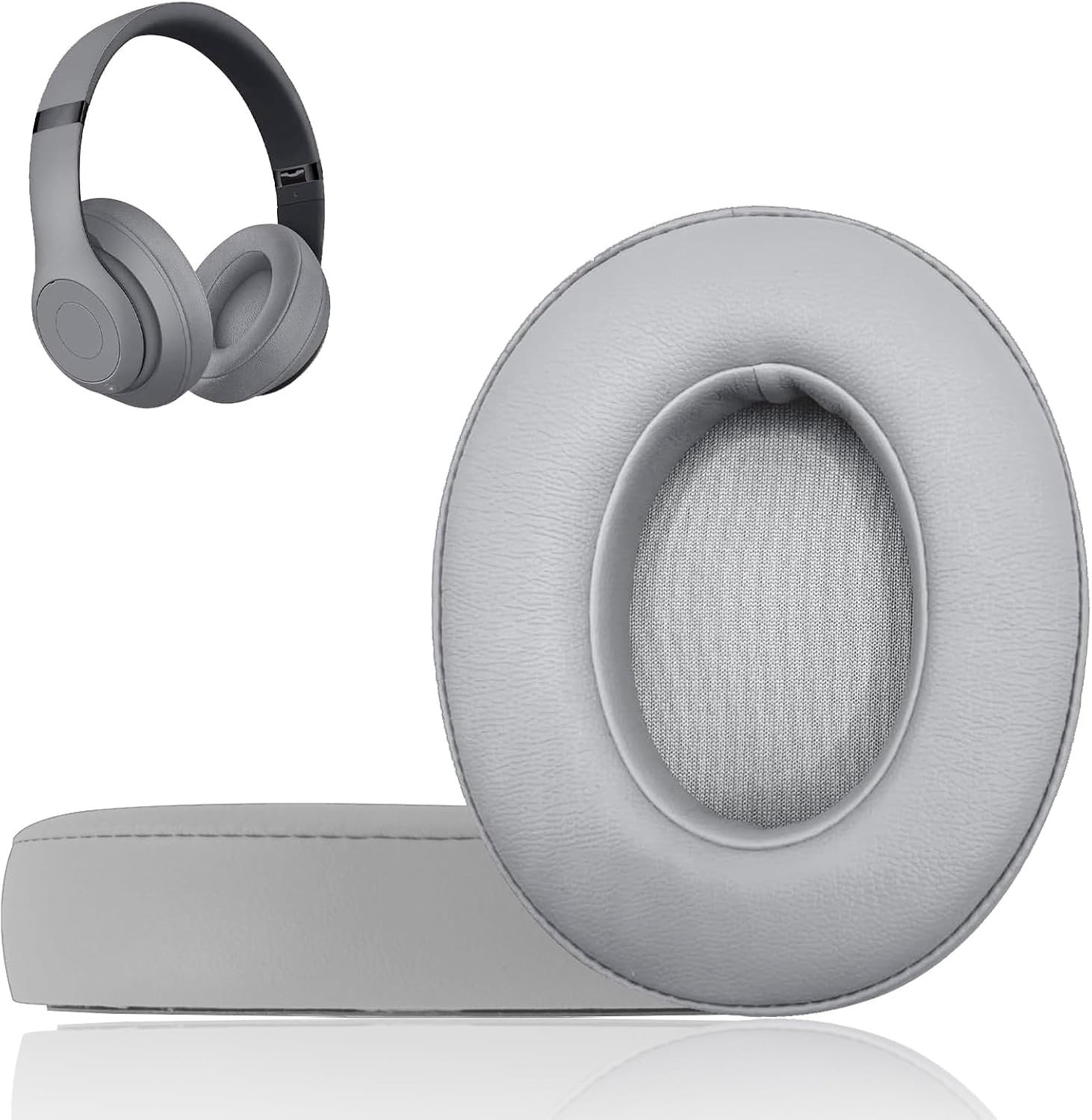 Vervangende Oorkussens voor Beats Studio 2 en 3 - Zacht Geheugenfoam en Leer in Grijs, Geschikt voor Draadloze Studio Modellen