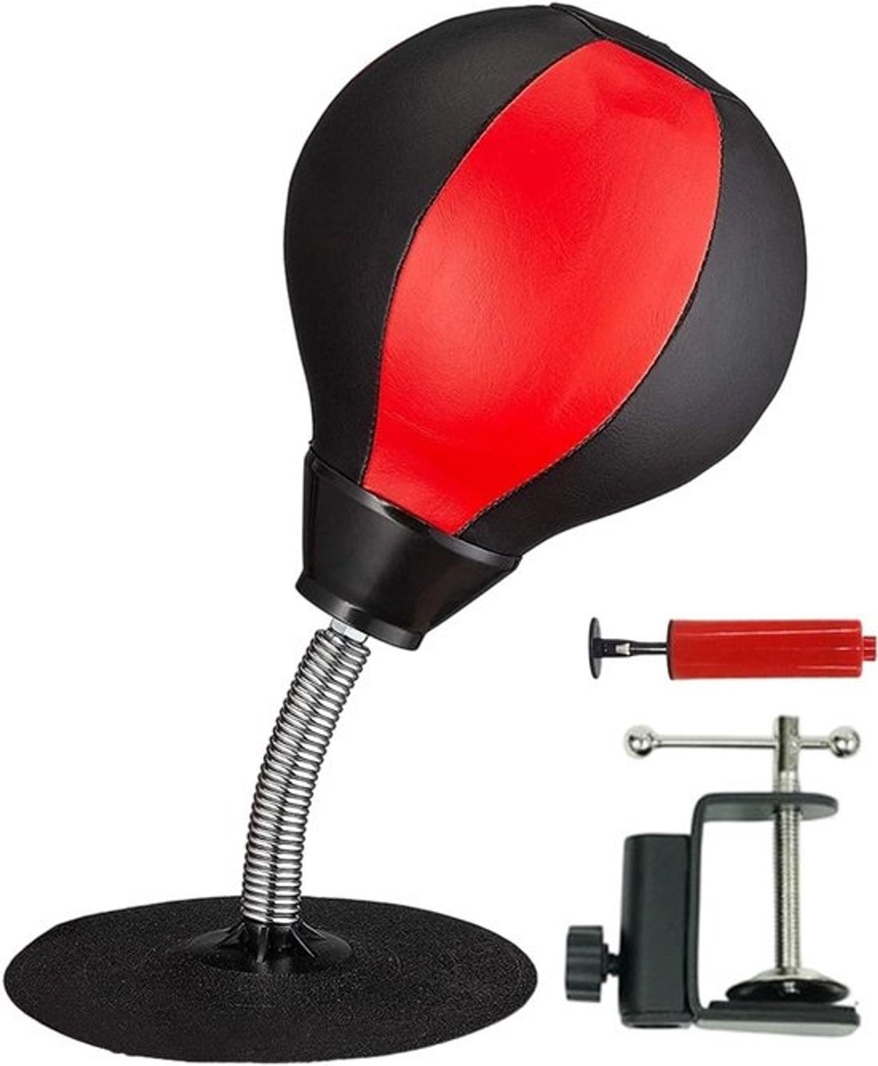 Tafelbokszak - Kleine bal - Helpt stress te verminderen - Met krachtige zuignap - 36x15cm - Zwart Rood