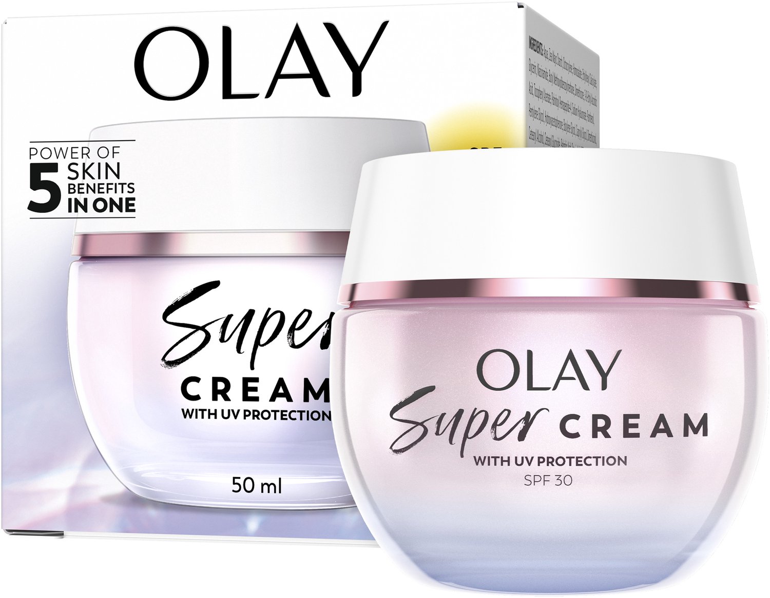 Olay Super Cream - Navulbare gezichtscrème met uv-bescherming SPF30 - 5 voordelen in 1 hydraterende crème - Bescherming tegen schade door de zon - 50ml