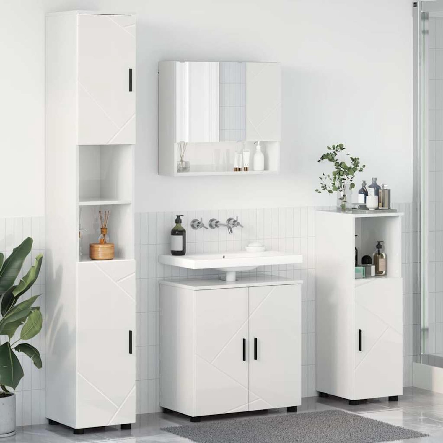 Badkamermeubelset 4 stuks hoogglans wit 61 x 35 x 64 cm
