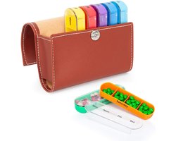 7-Dagen Pillendoos met PU Lederen Etui - Reisvriendelijk