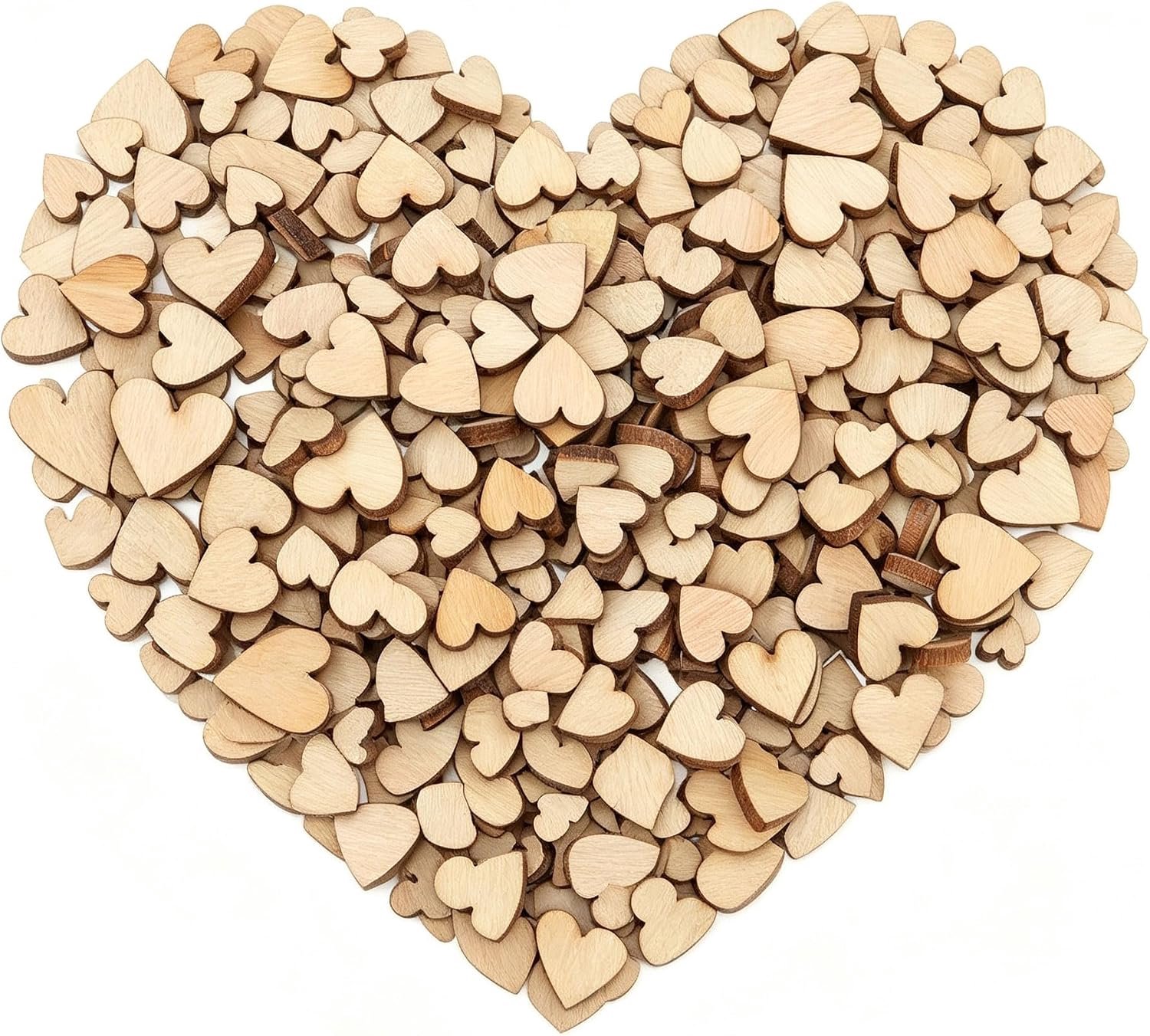 600 stuks houten hartjes, houten schijven, strooidecoratie, bruiloft, houten hartversieringen, decoratie voor doe-het-zelf knutselen, bruiloft, tafeldecoratie, 6 mm/8 mm/10 mm/12 mm