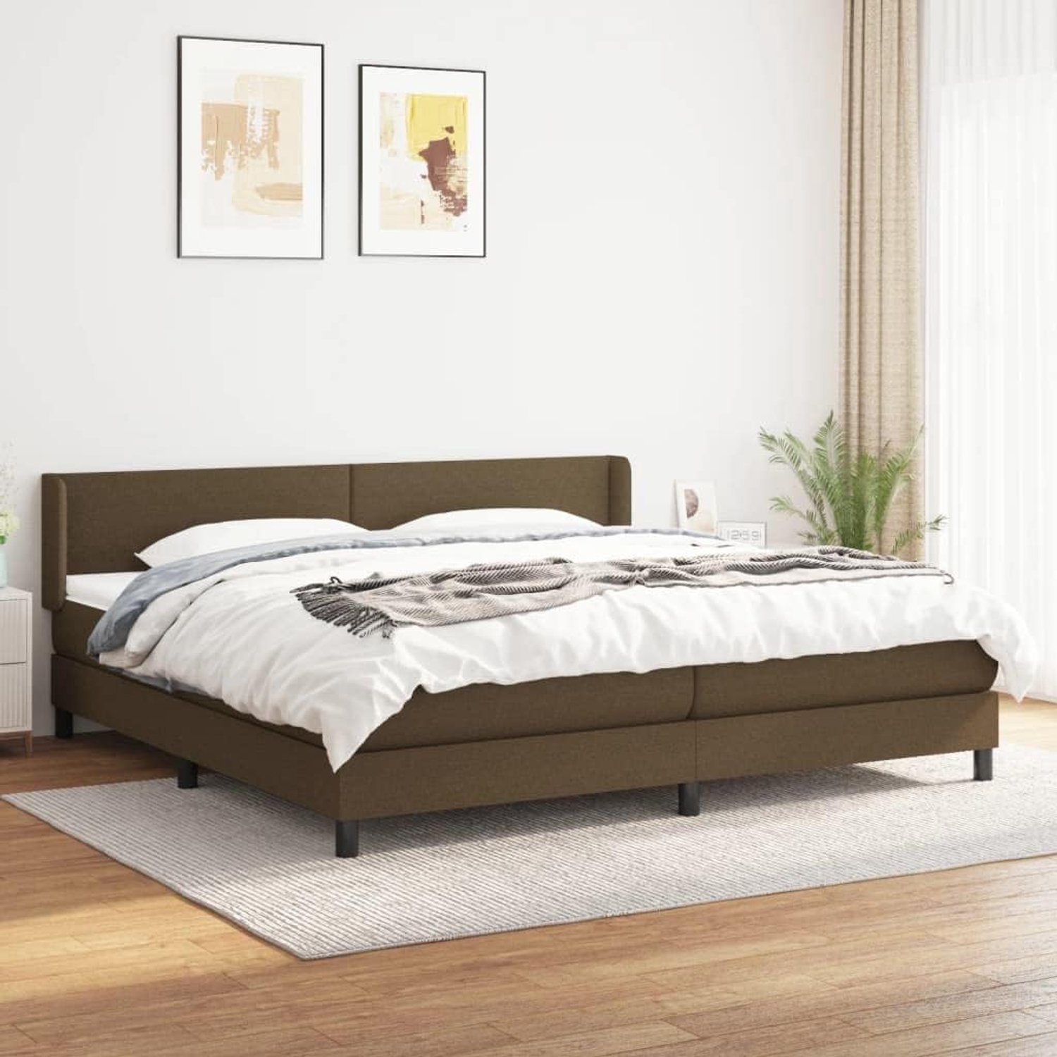 Boxspring met matras donkerbruin 200x200 cm luxe pocketvering hoofdbord verstelbaar huidvriendelijk topmatras middelhard voor rugslapers en buikslapers