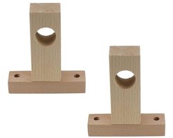 Wealrit 2 stuks onafgewerkte houten gordijnroedehouderbeugels, kast-eindsteunen met schroeven voor staaf van 25mm diameter