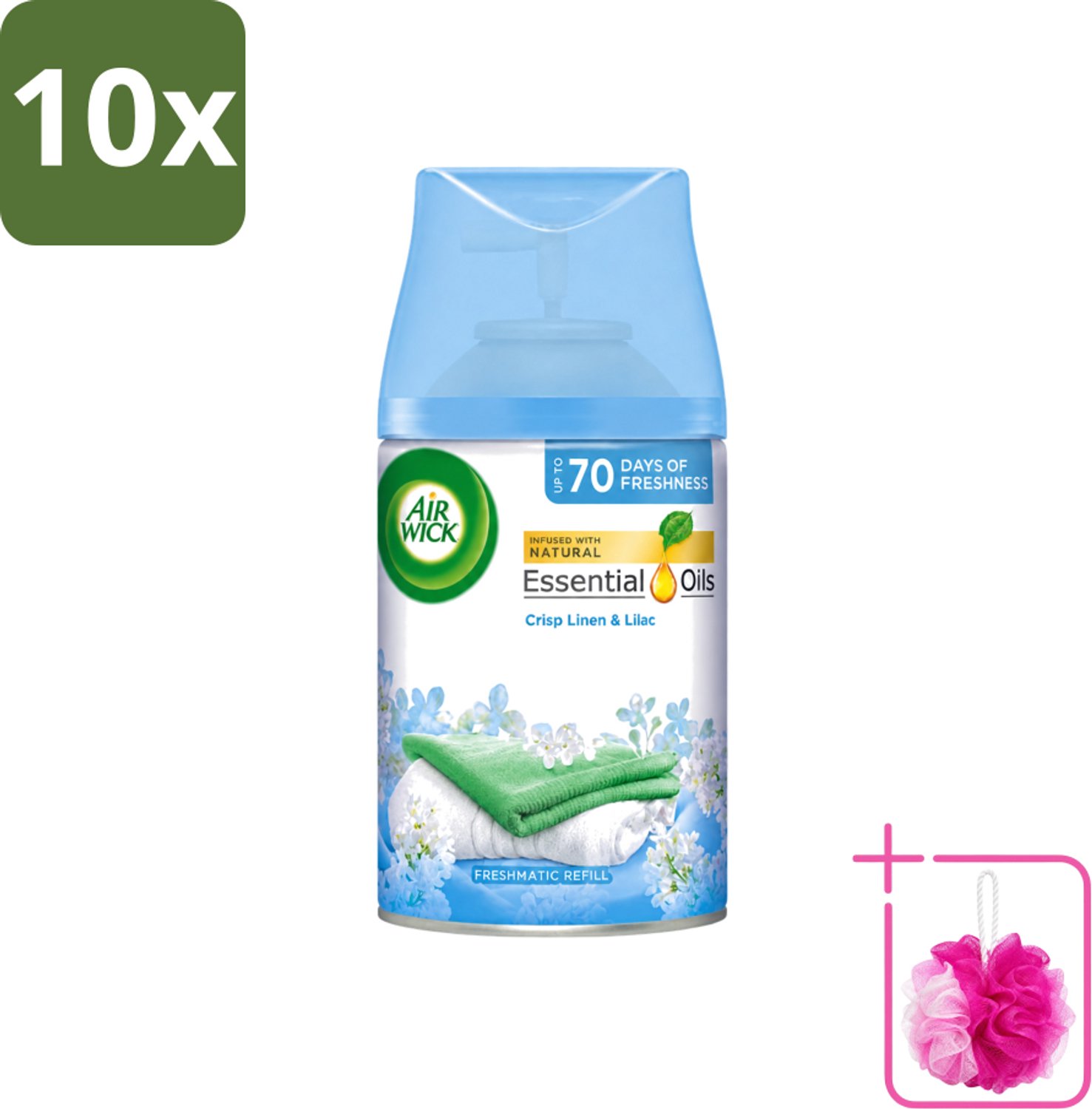 10 x Air Wick - Luchtverfrisser Navulling - Fris Linnen & Lila - Automatische Spray - 250 ml - Bulkverpakking - Luchtverfrisser - Douchemop - Geurverspreider