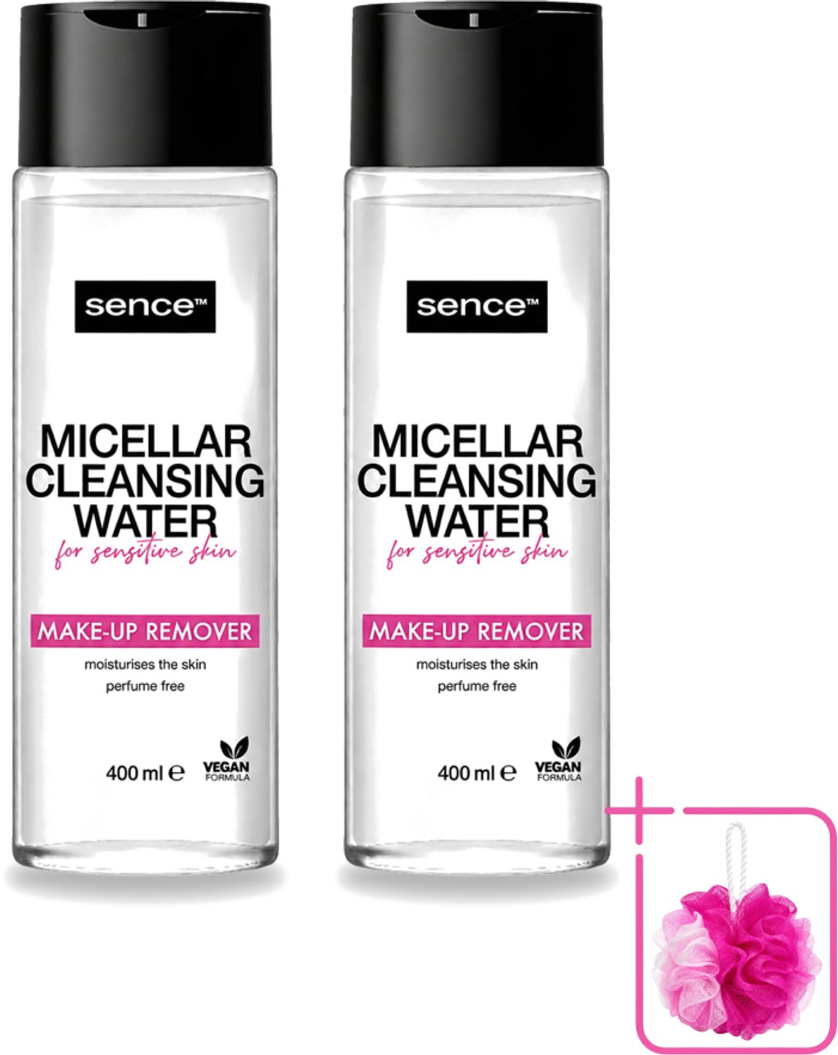 2 x Sence - Gevoelige Huid - Micellair Water - Make-up Remover - 400 ml - Bulkverpakking - Gevoelige huid - Douchemop - Make-up verwijderen
