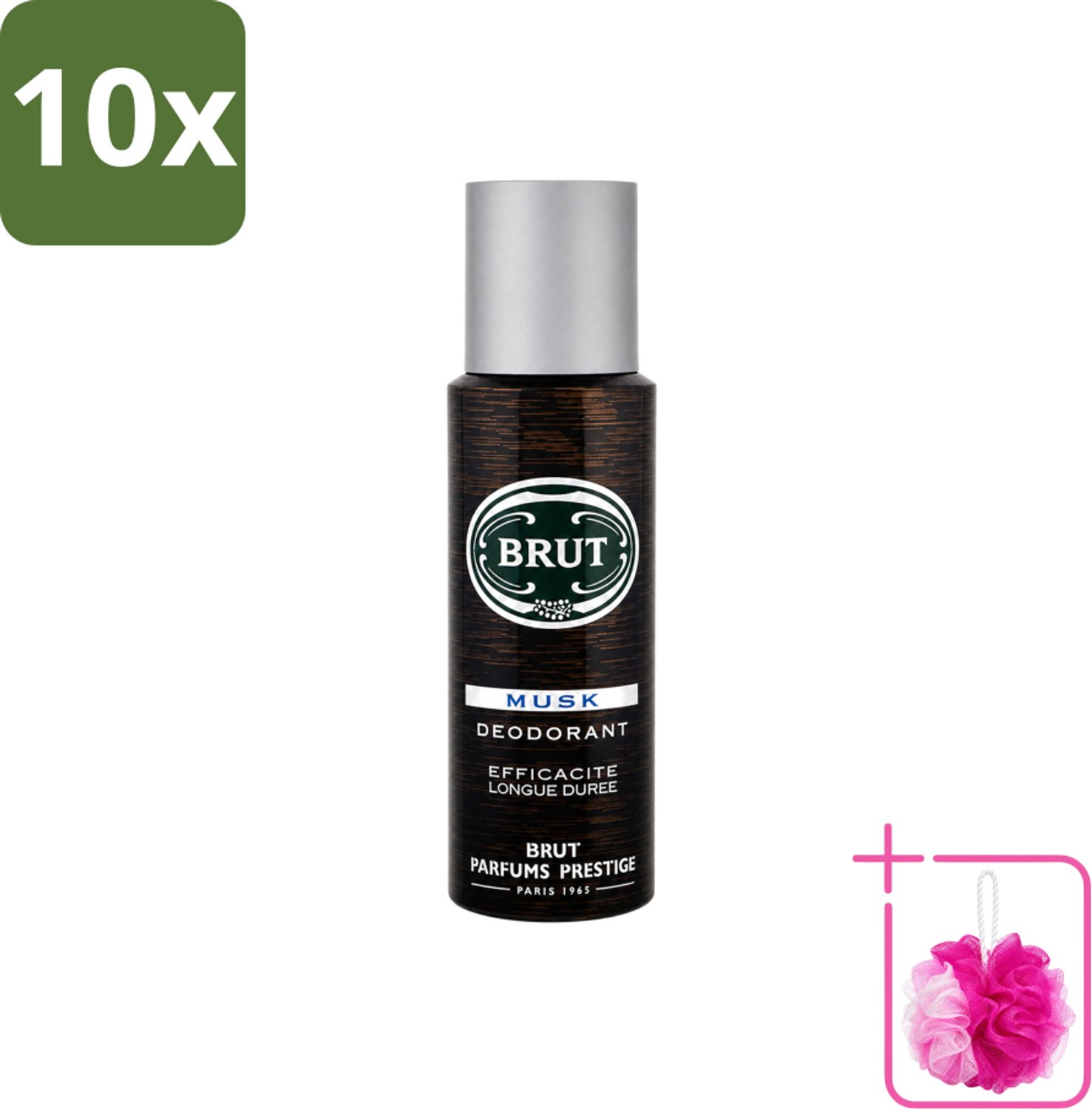 10 x Brut - Deodorant - Spray - Musk - Klassieke mannengeur - 200ml - Bulkverpakking - Deodorant spray - Douchemop - Muskus geur