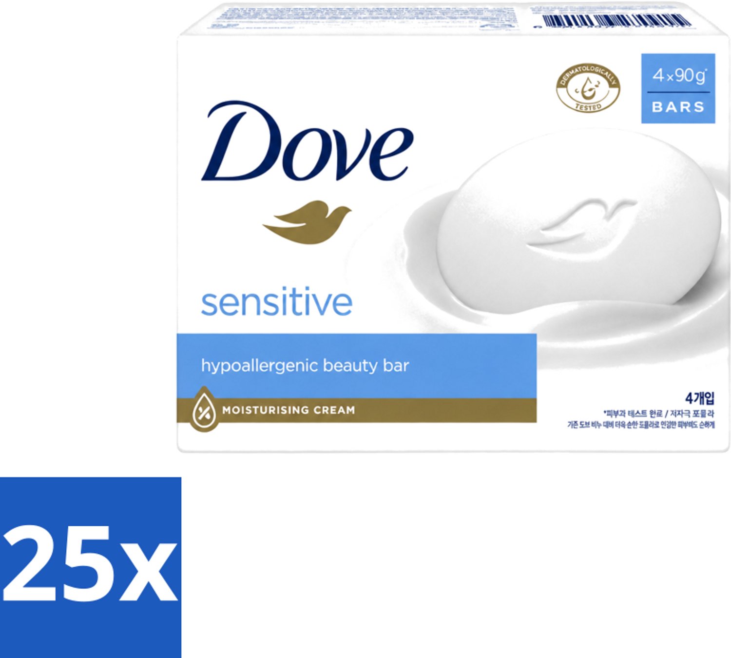 25 x Dove Zeep - Sensitive 4 x 90 gr. - Voordeelverpakking - 25 stuks