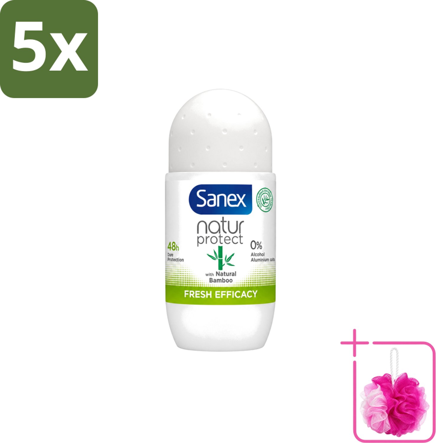 5 x Sanex – Deo Roll-on – Bamboo Fresh Efficacy – 50 ml - Bulkverpakking - Deodorant roll-on - Douchemop - Bamboe geur