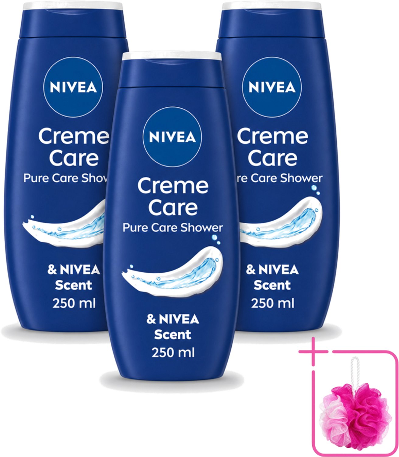 3 x Nivea - Douche Crème - Beschermend - Unieke Nivea Crème Geur - 250 ml - Bulkverpakking - Douchecrème - Douchemop - Huidbescherming