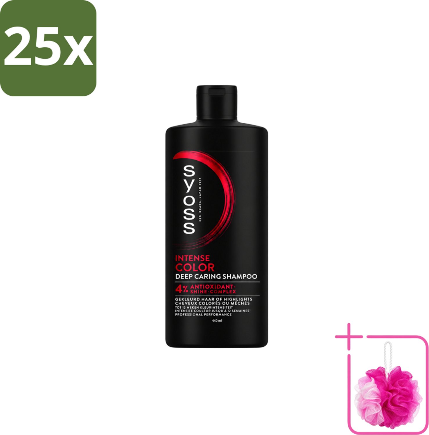 25 x Syoss – Shampoo – Color – 440 ml - Bulkverpakking - Kleurbehoud - Douchemop - Glans