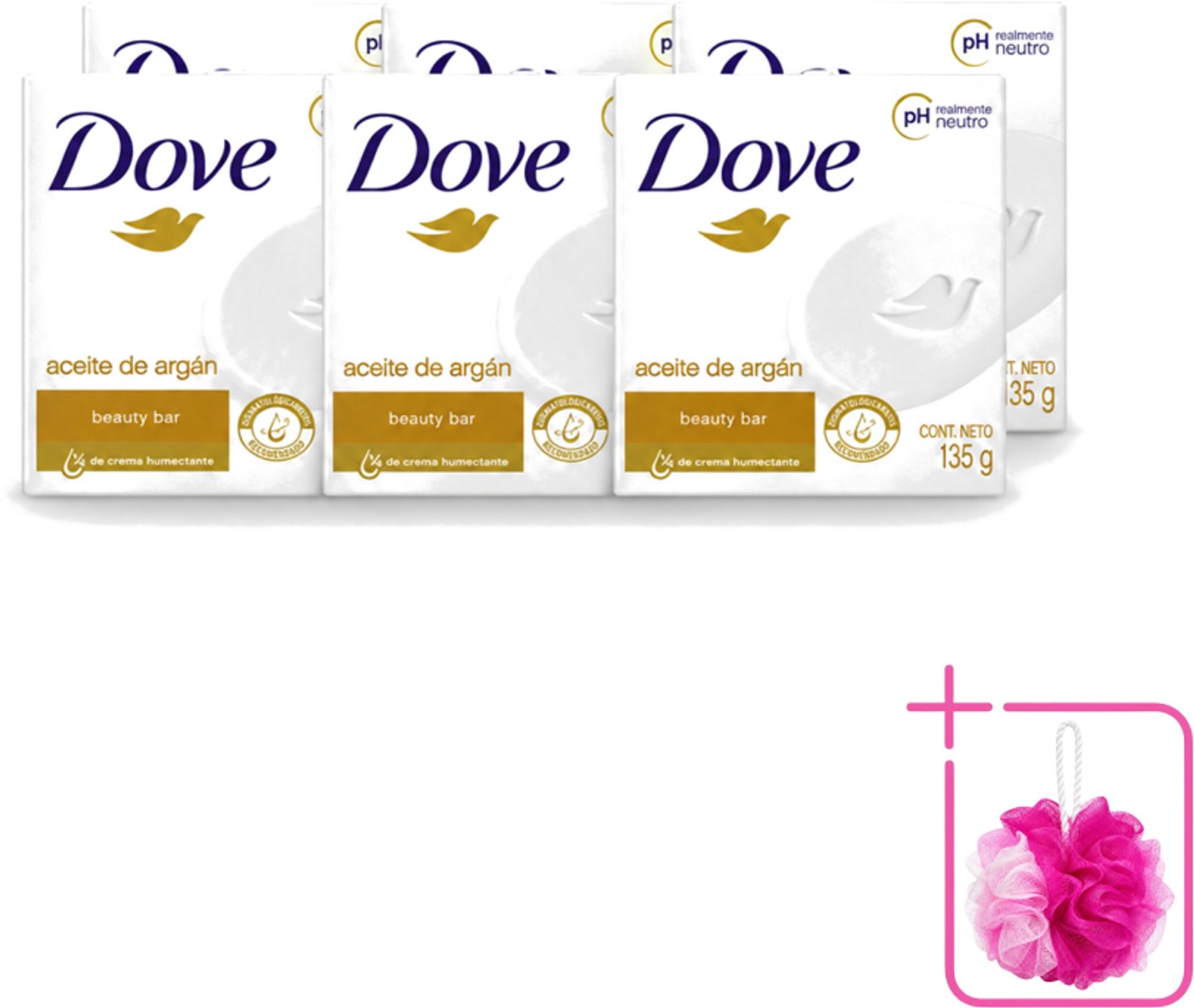 6 x Dove - Zeep - Arganolie - Verzorgend en hydraterend - 135 g - Bulkverpakking - Zeep - Douchemop - Arganolie