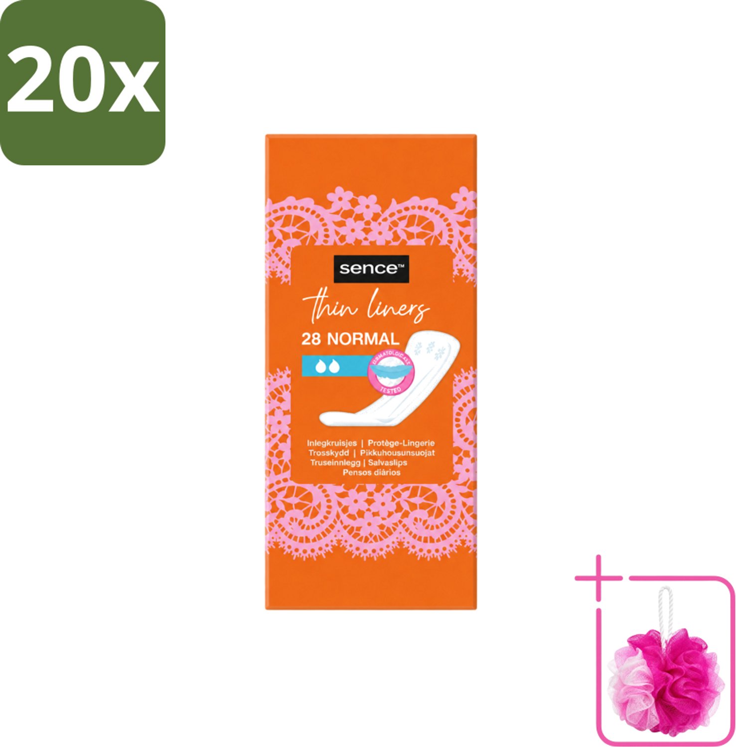 20 x Sence - Normaal - Inlegkruisjes - Dagelijks Comfort - 28 Inlegkruisjes - Bulkverpakking - Inlegkruisjes - Douchemop - Dagelijks comfort