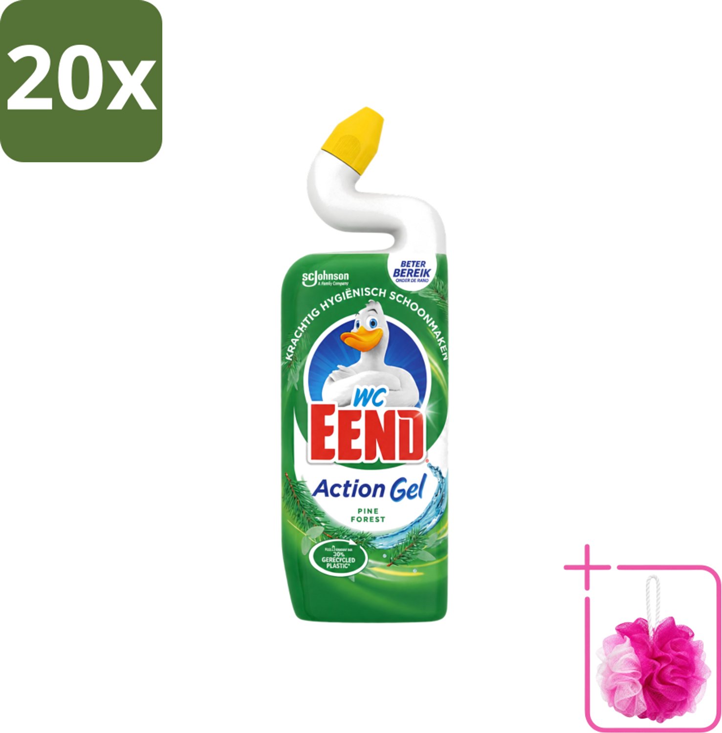 20 x WC Eend - Toiletreiniger - Action Gel - Pine Forest - Krachtige Reiniging & Frisse Dennengeur - 750 ml - Bulkverpakking - Toiletreiniger - Douchemop - Reinigingsgel