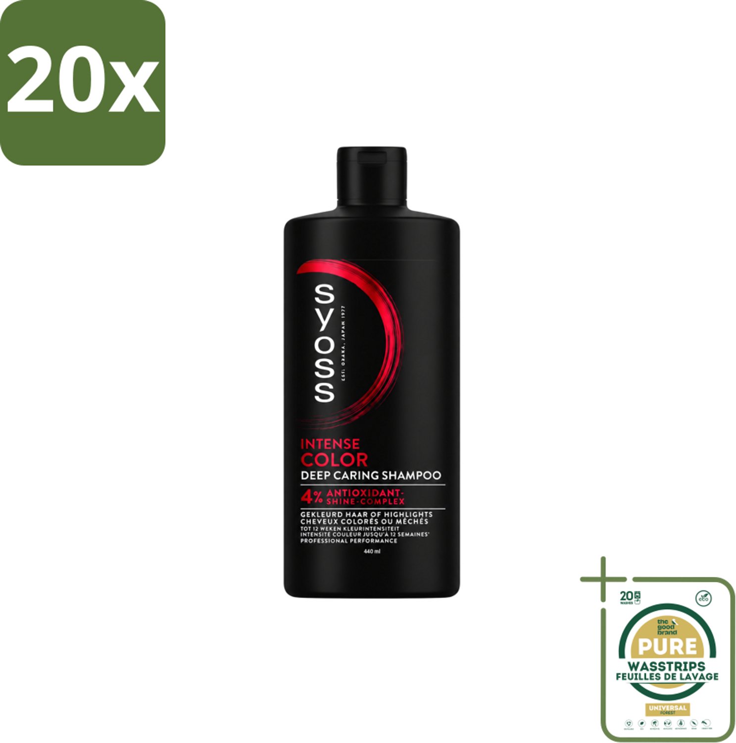 20 x Syoss – Shampoo – Color – 440 ml - Wasstrips - Kleurbeschermende Shampoo - Gekleurd Haar - Highlights - Kleurvervaging - Glans