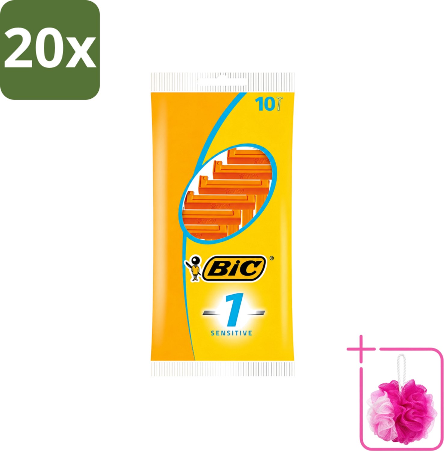 20 x Bic - Scheermesjes - Sensitive - Enkel Mesje - Wegwerpmesjes - 10 Scheermesjes - Bulkverpakking - Scheermesje - Douchemop - Gevoelige huid