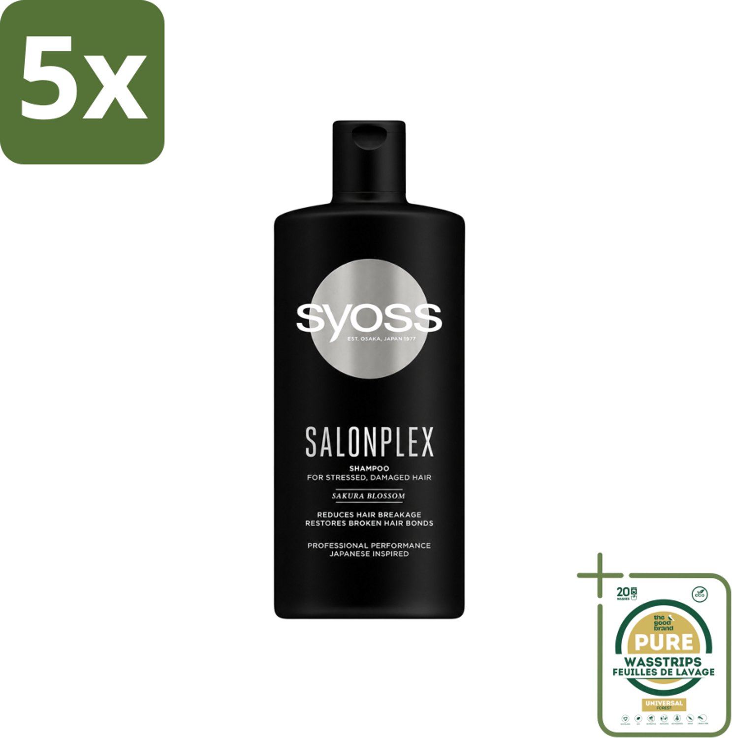 5 x Syoss Salonplex Shampoo - Shampoo - Bescherming - 440 ml - Wasstrips - Haarschade - Haarkleur - Haarbescherming - Haarversterking - Salonplex