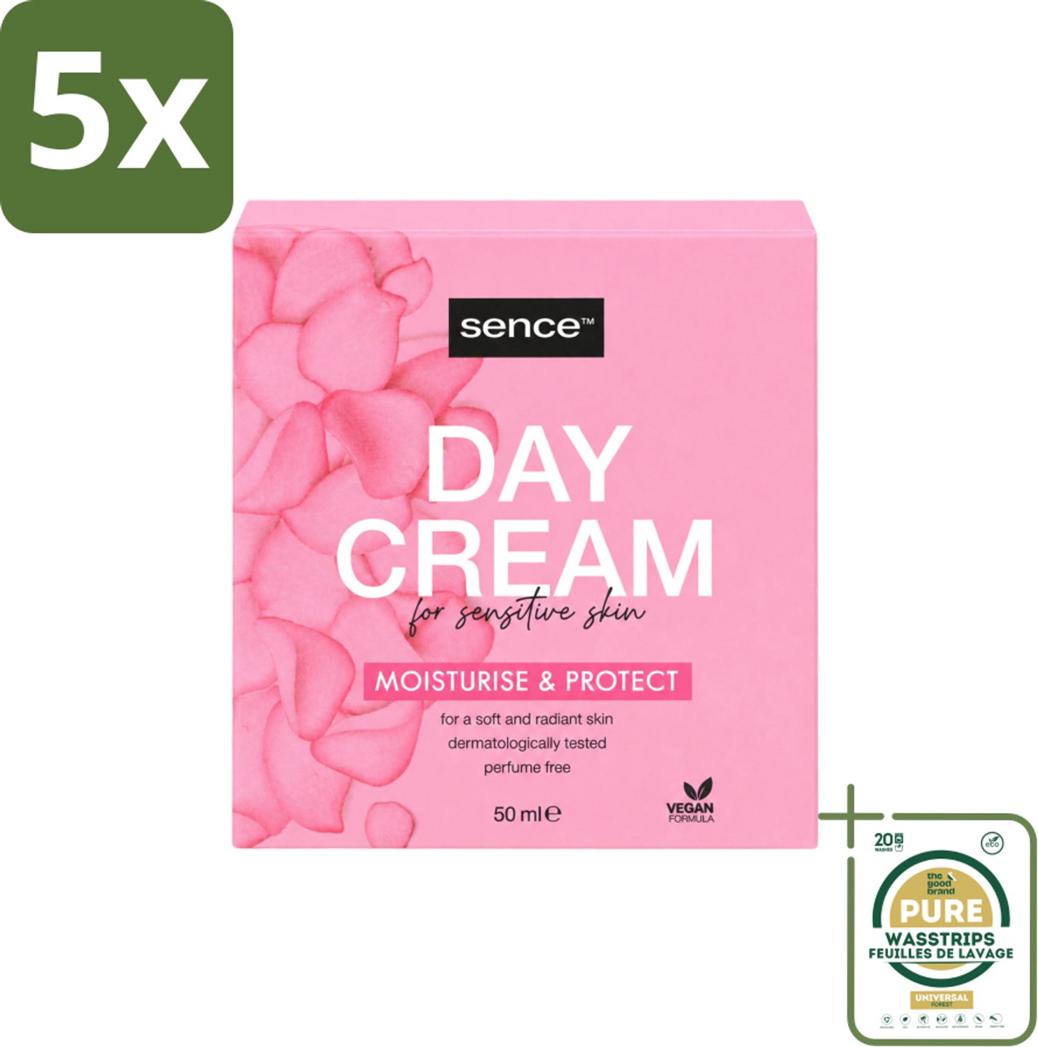 5 x Sence - Gevoelige Huid - Dagcrème - Verzachtend - 50 ml - Wasstrips - Gevoelige Huid Crème - Dagcrème - Verzachtende Crème - Huidverzorging - Huidbescherming