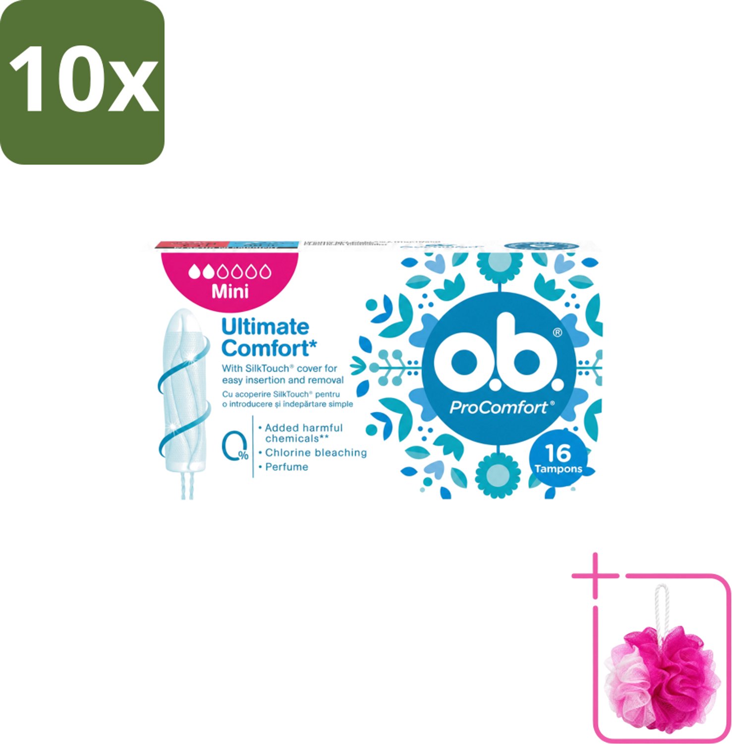 10 x OB – Tampons – ProComfort Mini – Comfort Fit - Bulkverpakking - Tampons - Douchemop - Menstruatie