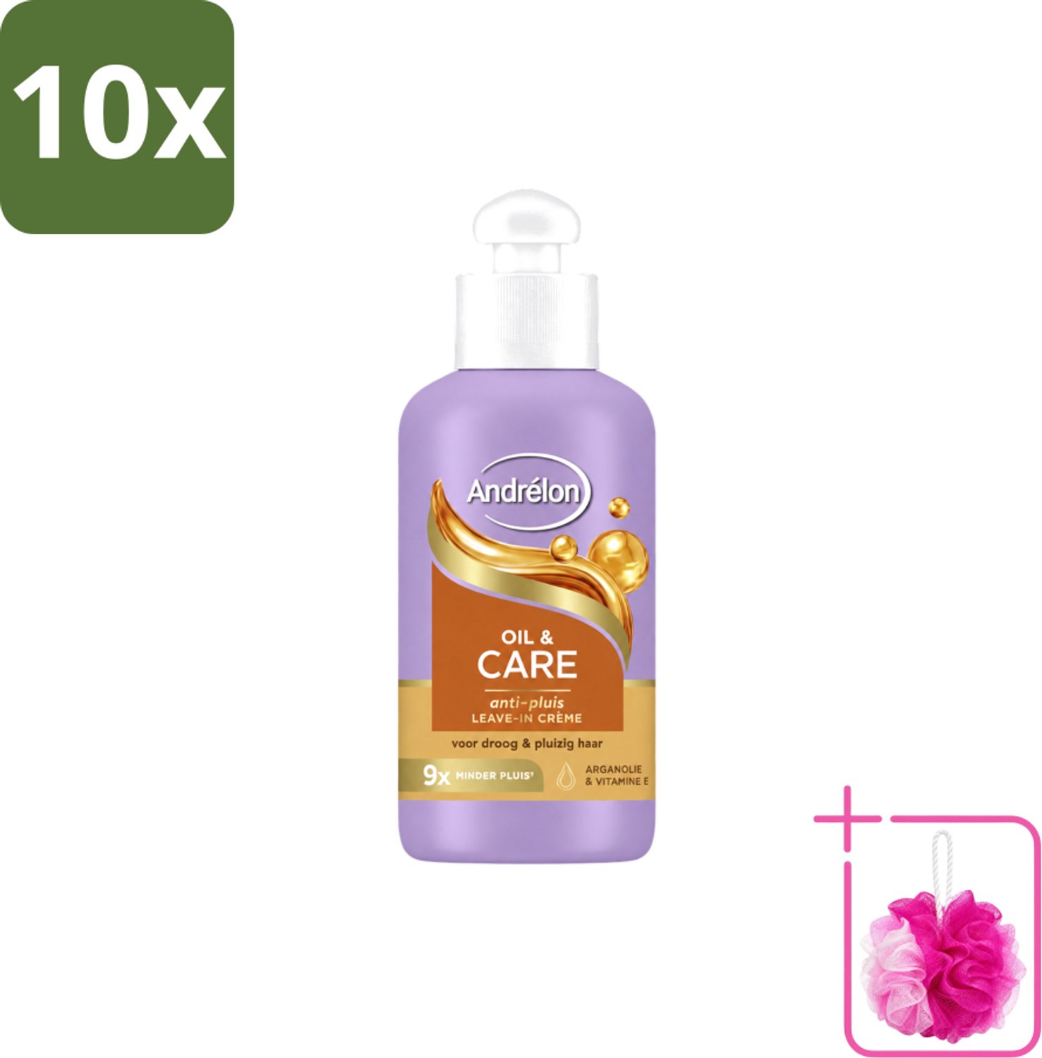 10 x Andrélon – Leave-In Crème – Oil & Care – 200 ml - Bulkverpakking - Haarkruid - Douchemop - Anti-pluis