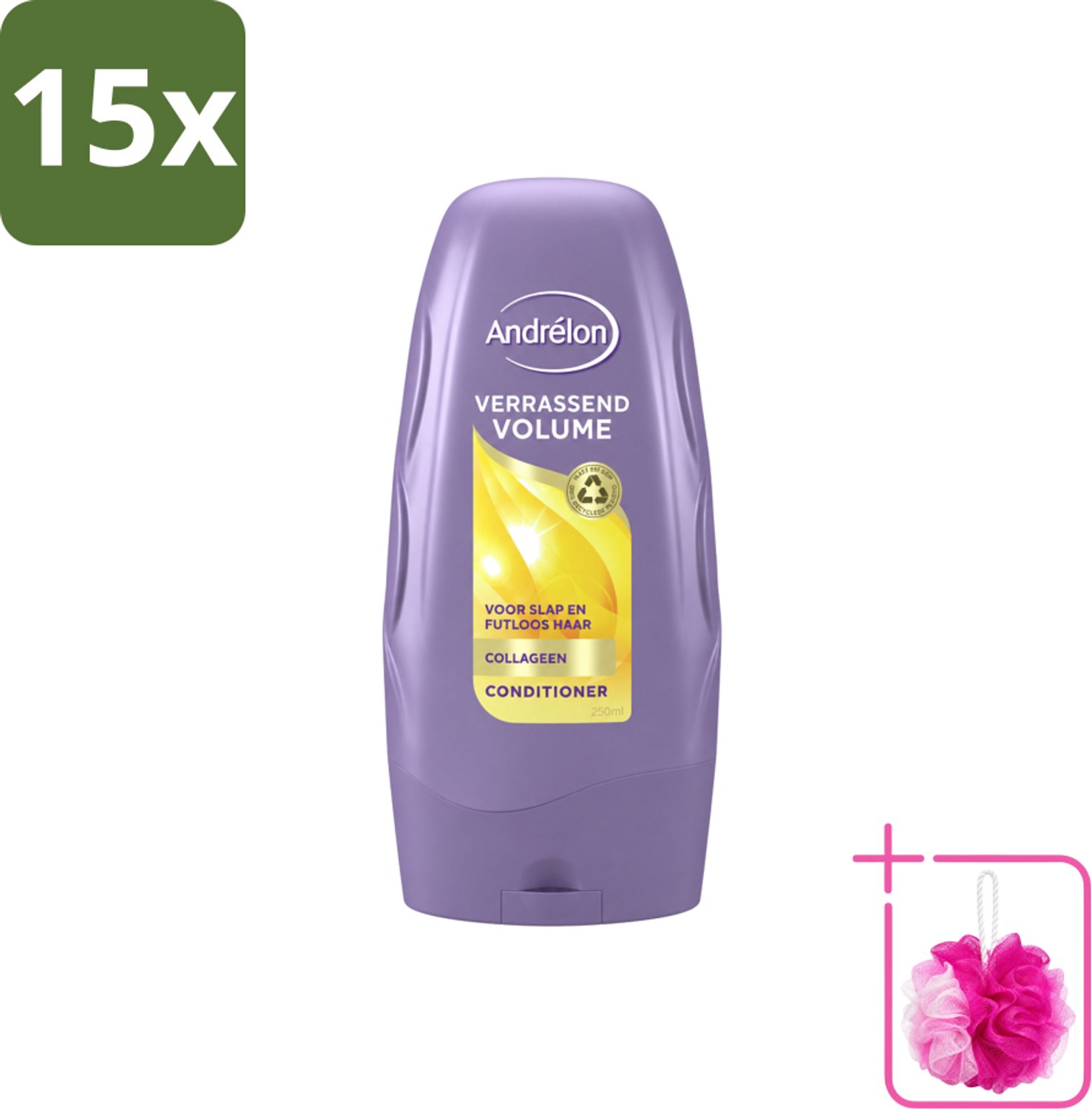 15 x Andrélon - Verrassend Volume - Conditioner - Luchtig & Vol Haar - 250 ml - Bulkverpakking - Volume - Douchemop - Haarkleur