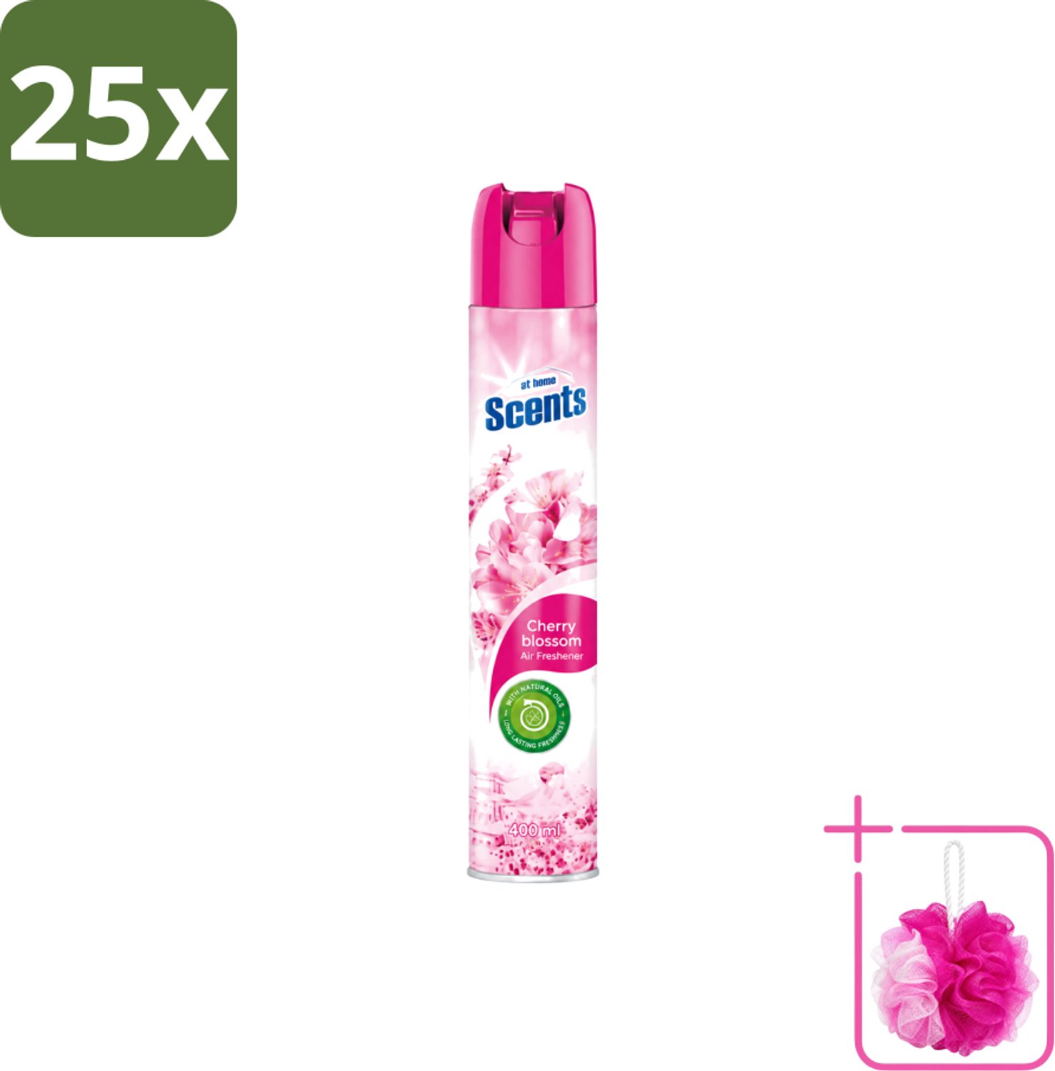 25 x At Home – Luchtverfrisser Spray – Cherry Blossom – Fris Bloemig - 400 ml - Bulkverpakking - Luchtverfrisser - Douchemop - Kersenbloesemgeur
