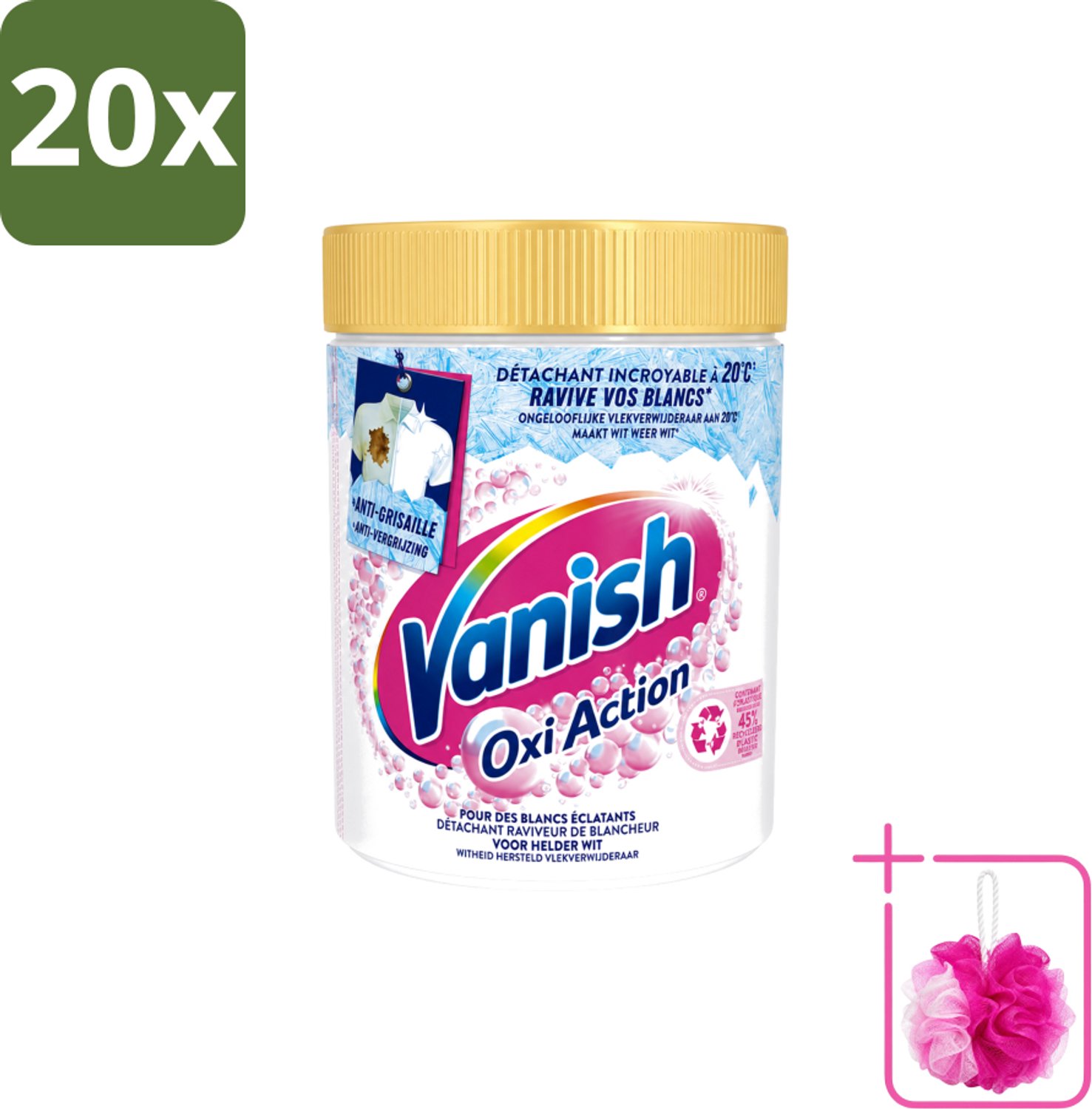 20 x Vanish – Wasbooster Poeder – Oxi Action Whitening Witte Was – 940 g - Bulkverpakking - Wasbooster - Douchemop - Witte was