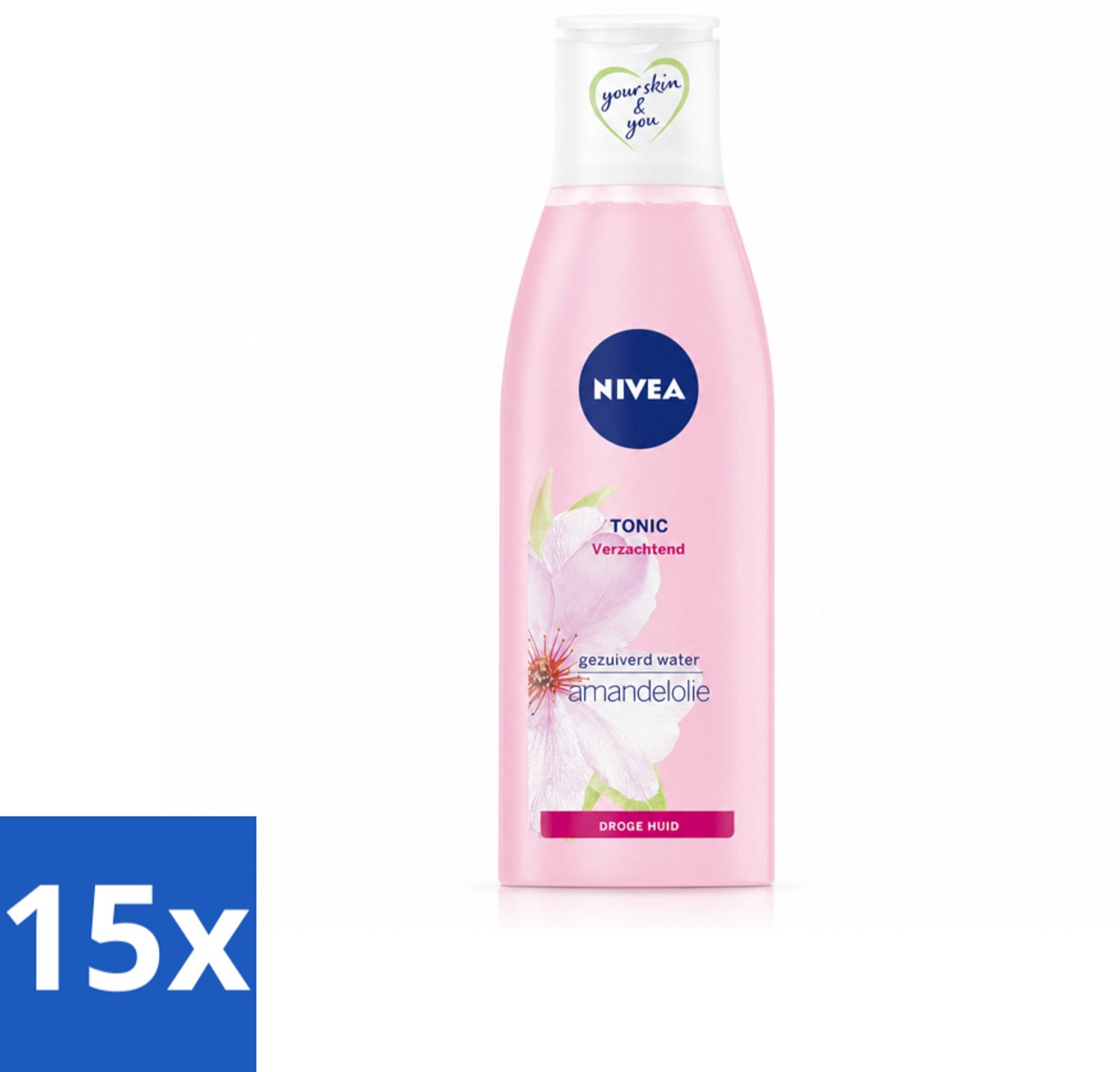 15 x NIVEA - Gezichtstonic - Essentials Verzachtende Tonic - Voor droge & gevoelige huid - Met Amandelolie & Hydramine - 200 ml - Voordeelverpakking - 15 stuks