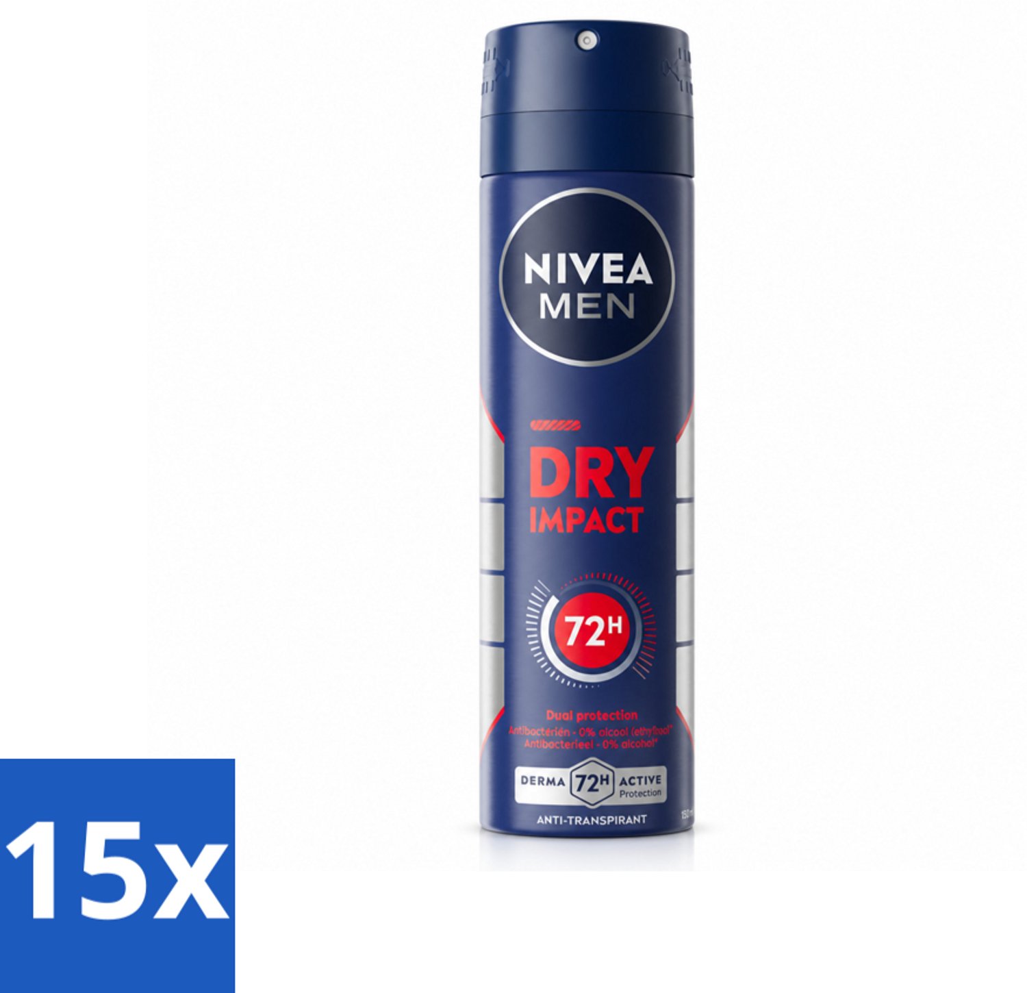 15 x NIVEA MEN - Deodorant Spray - Dry Impact - 150 ml - Voordeelverpakking - 15 stuks