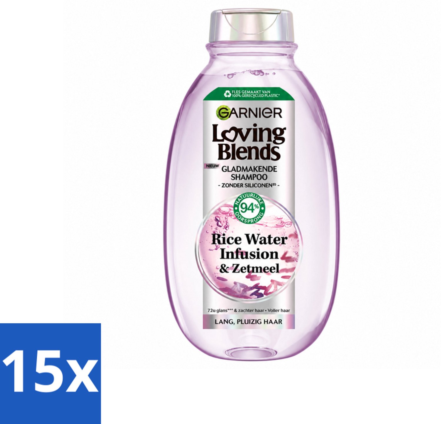 15 x Garnier - Loving Blends - Shampoo - Rice Water Infusion - Glans & Zachtheid - Lang Haar - 300 ml - Voordeelverpakking - 15 stuks