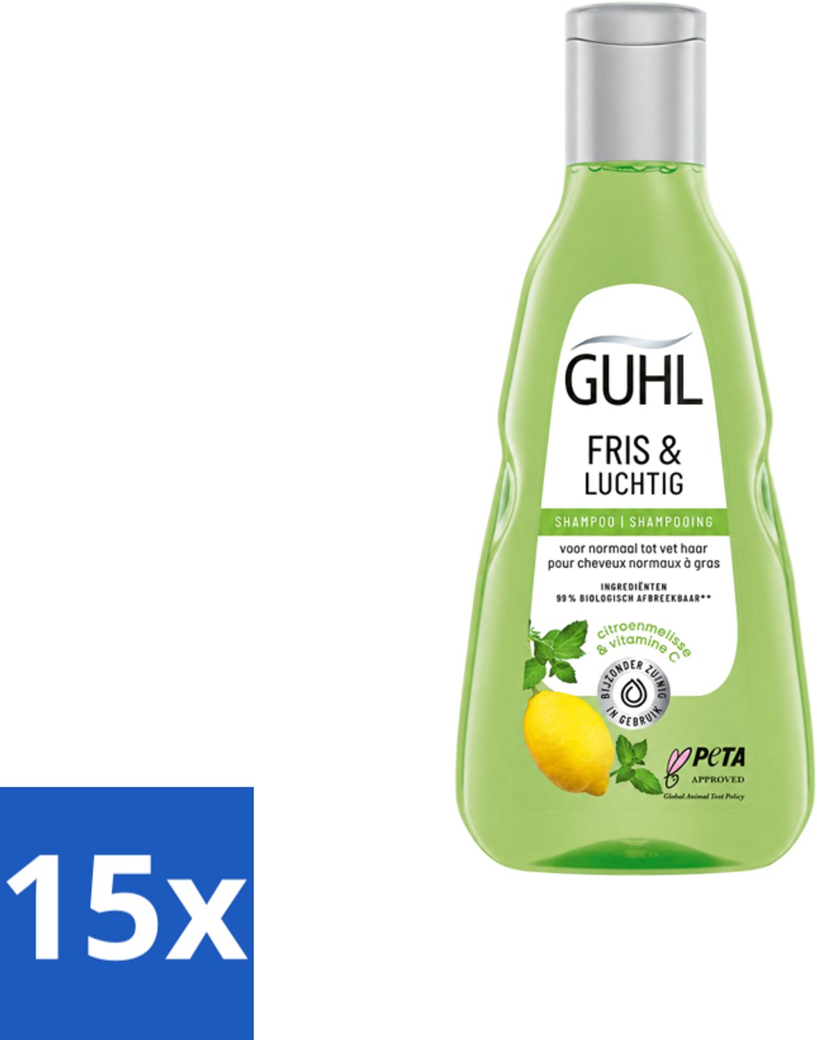 15 x Guhl - Shampoo - Fris & Luchtig - 250 ml - Voordeelverpakking - 15 stuks