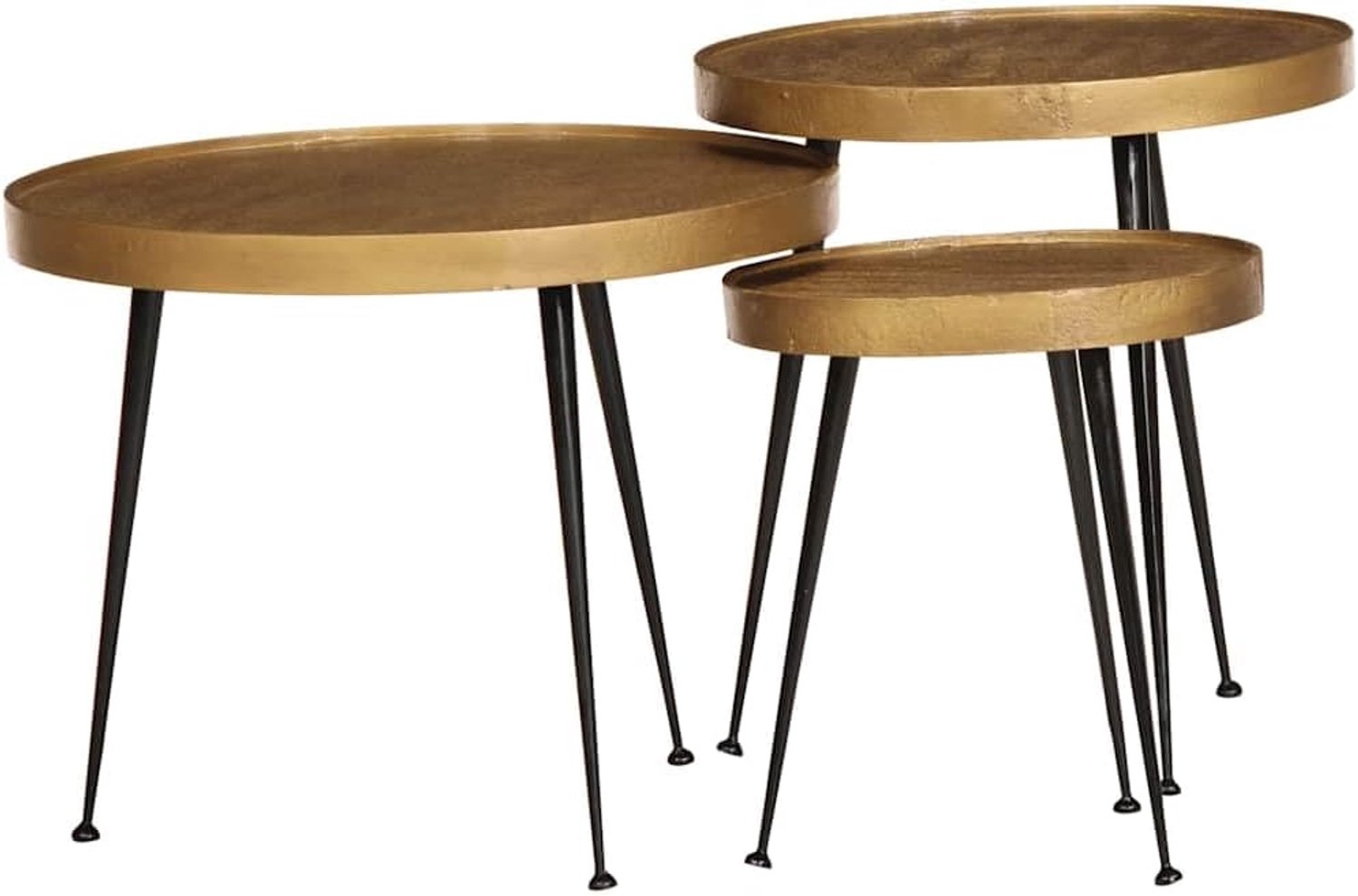 3 stuks gouden houten tafel set koffietafel stijlvolle bijzettafel set stabiel tafelblad veelzijdig inzetbaar woonkamer slaapkamer