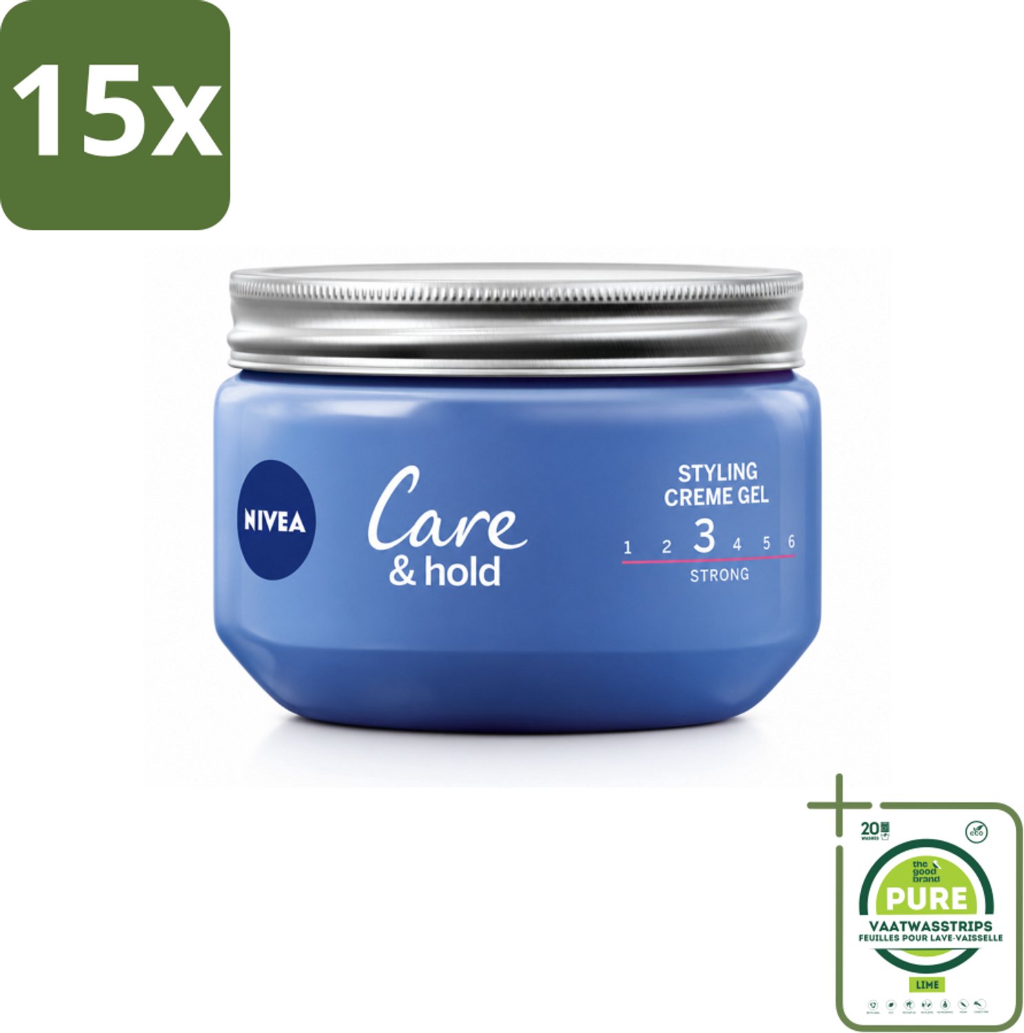15 x NIVEA - Stylingscrèmegel - Verzorging & Stevigheid - Reinigt Onmiddellijk De Poriën - 150 ml - Grootverpakking - Vaatwasstrips - Haarkruid - Haarkruid Gel - Haarkruid Crème - Haarkruid Styling - Haarkruid Fixatie