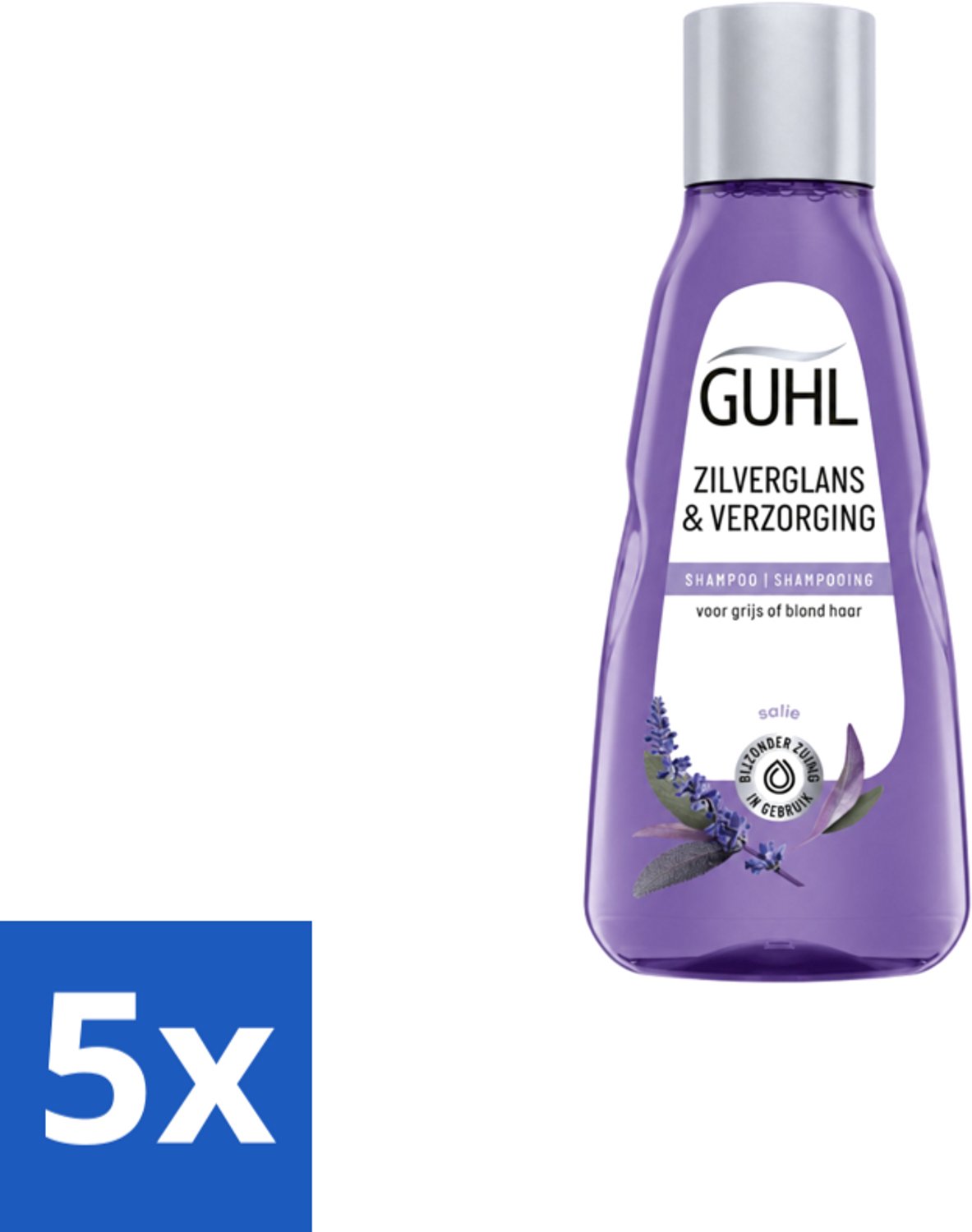 5 x Guhl - Shampoo Mini - Zilverglans & Verzorging - 50 ml - Voordeelverpakking - 5 stuks