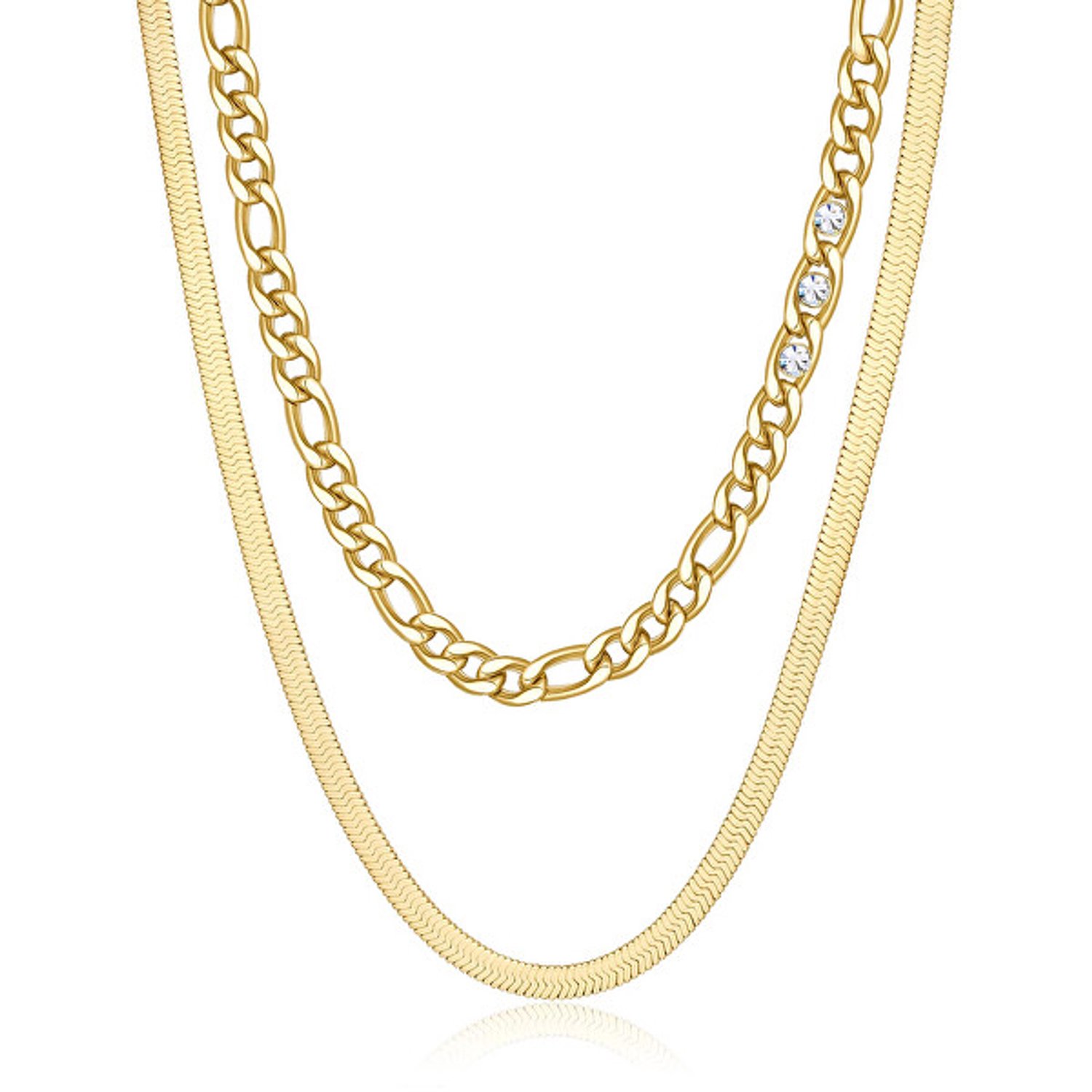 BROSWAY SYMPHONIA BYM108 DUBBELE GOLD-PLATED KETTING MET KRISTALLEN 1 STUK