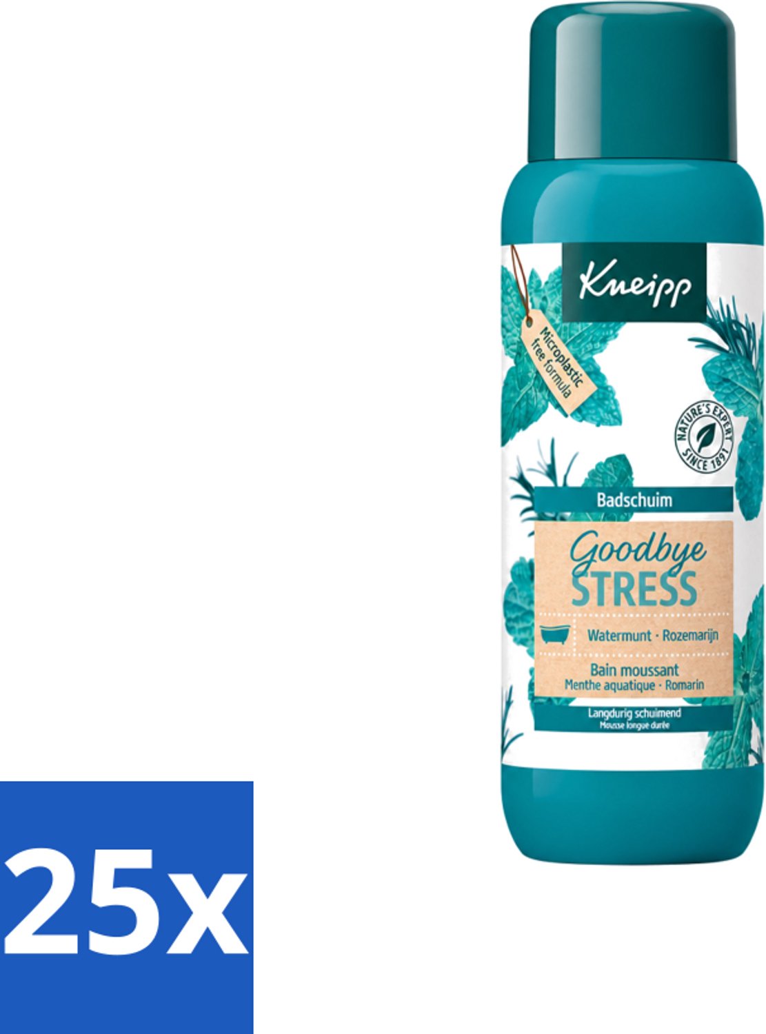 25 x Kneipp - Badschuim - Goodbye Stress - Watermunt & Rozemarijn - 400 ml - Voordeelverpakking - 25 stuks