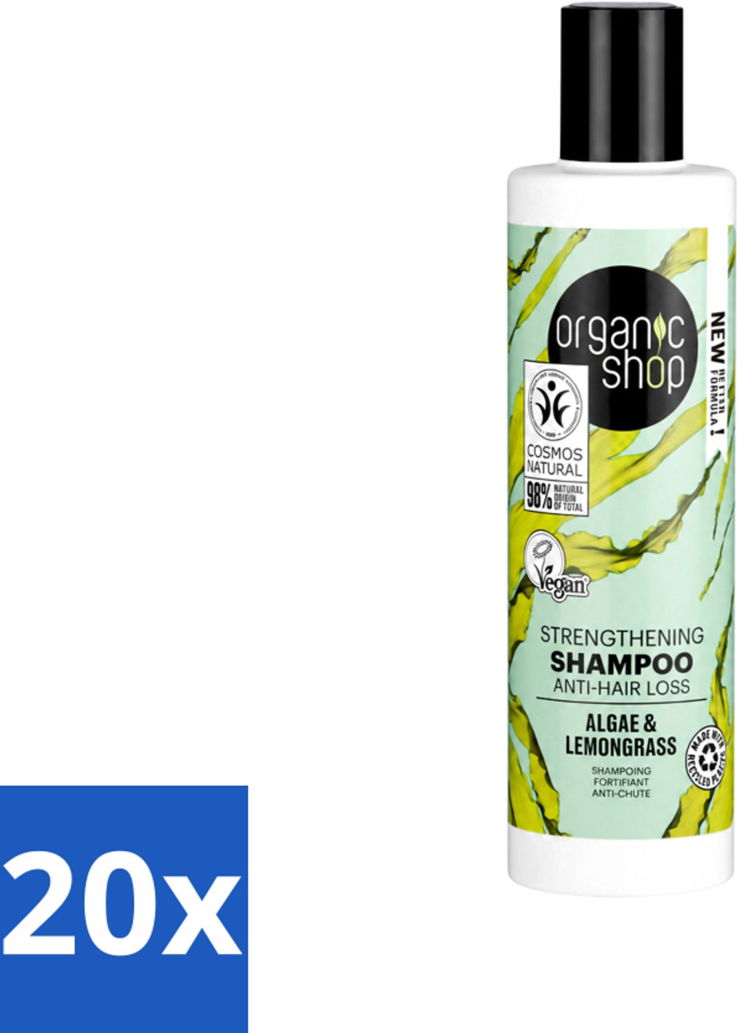 20 x Organic Shop - Algae & Lemongrass Strengthening Shampoo - Versterkend en Herstellend - 280 ml - Voordeelverpakking - 20 stuks