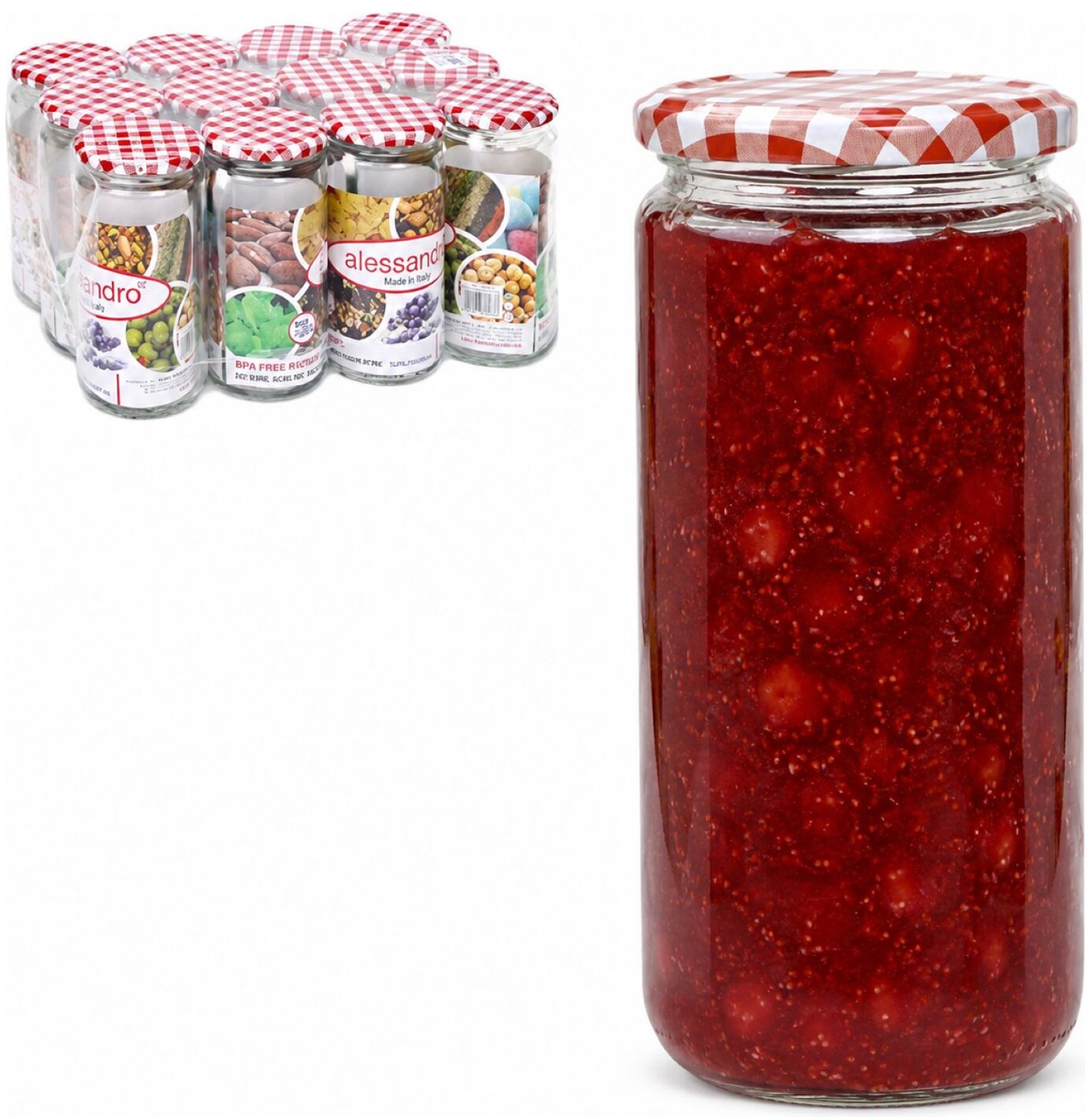 Alessandro Weckpotten / inmaakpotten Juicy - 12x stuks - transparant - 720 ml - met draaideksel - glas - lege potjes - voedsel bewaren