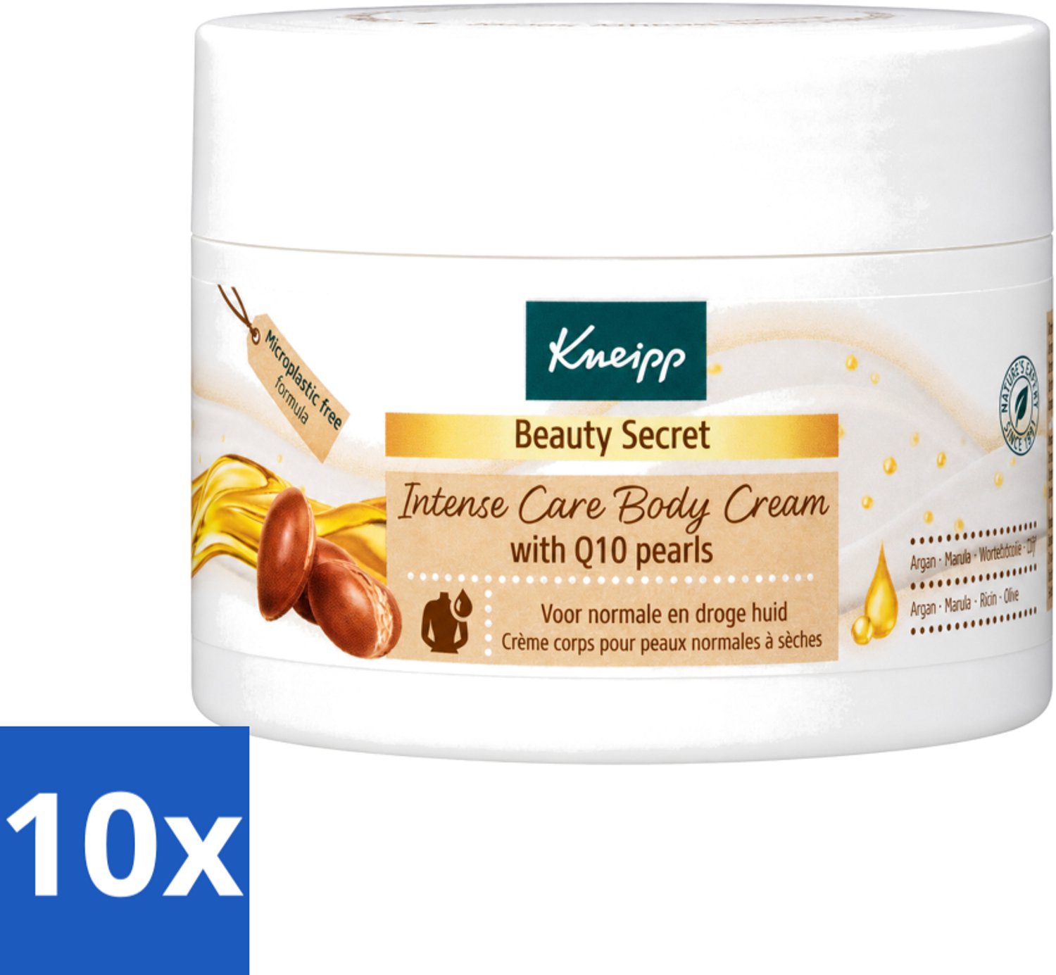 10 x Kneipp - Body crème - Beauty Secret - Met Q10 parels - 200 ml - Voordeelverpakking - 10 stuks