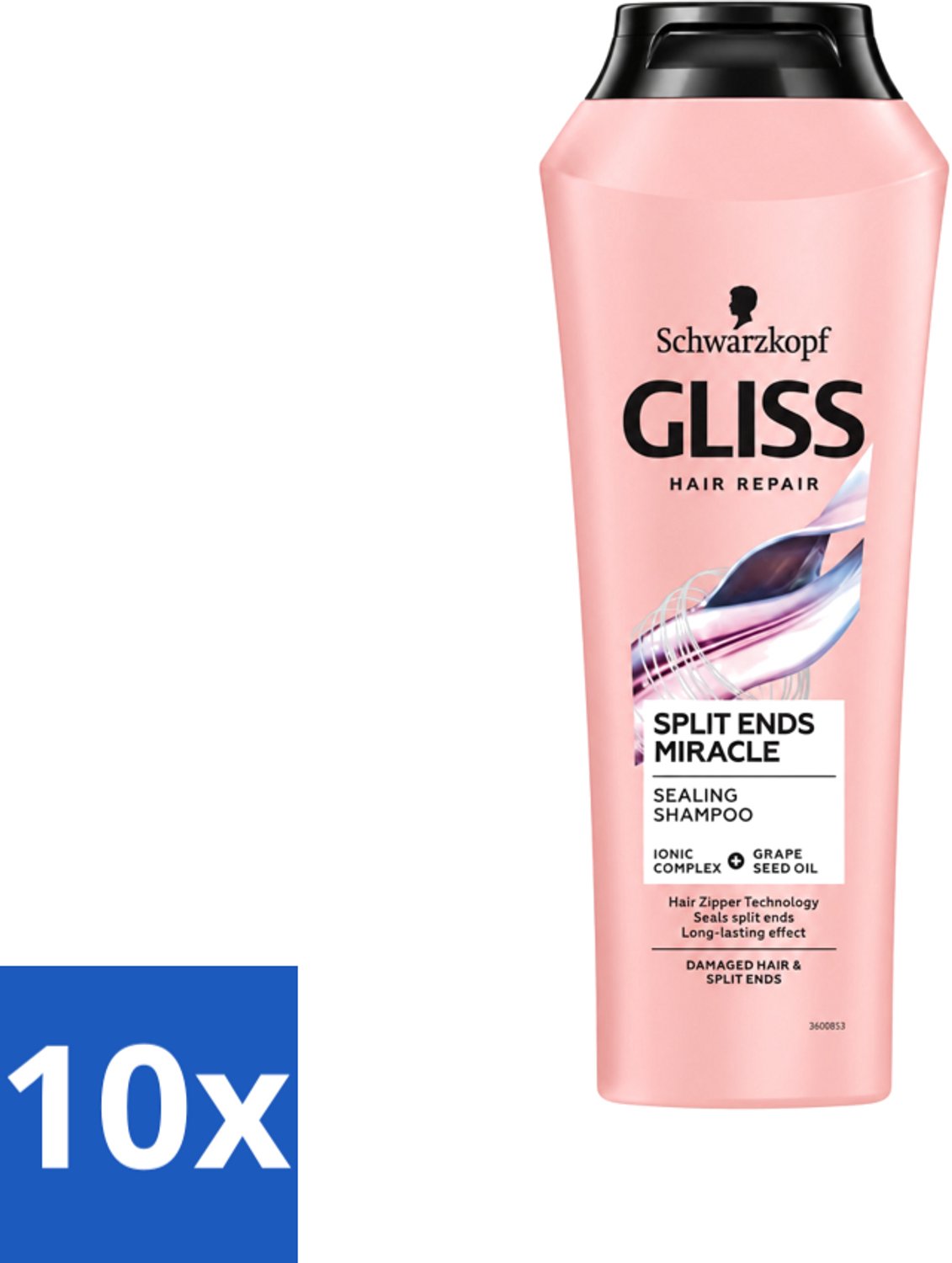 10 x Gliss - Shampoo - Split Hair Miracle - Voor Beschadigd Haar - 250 ml - Voordeelverpakking - 10 stuks