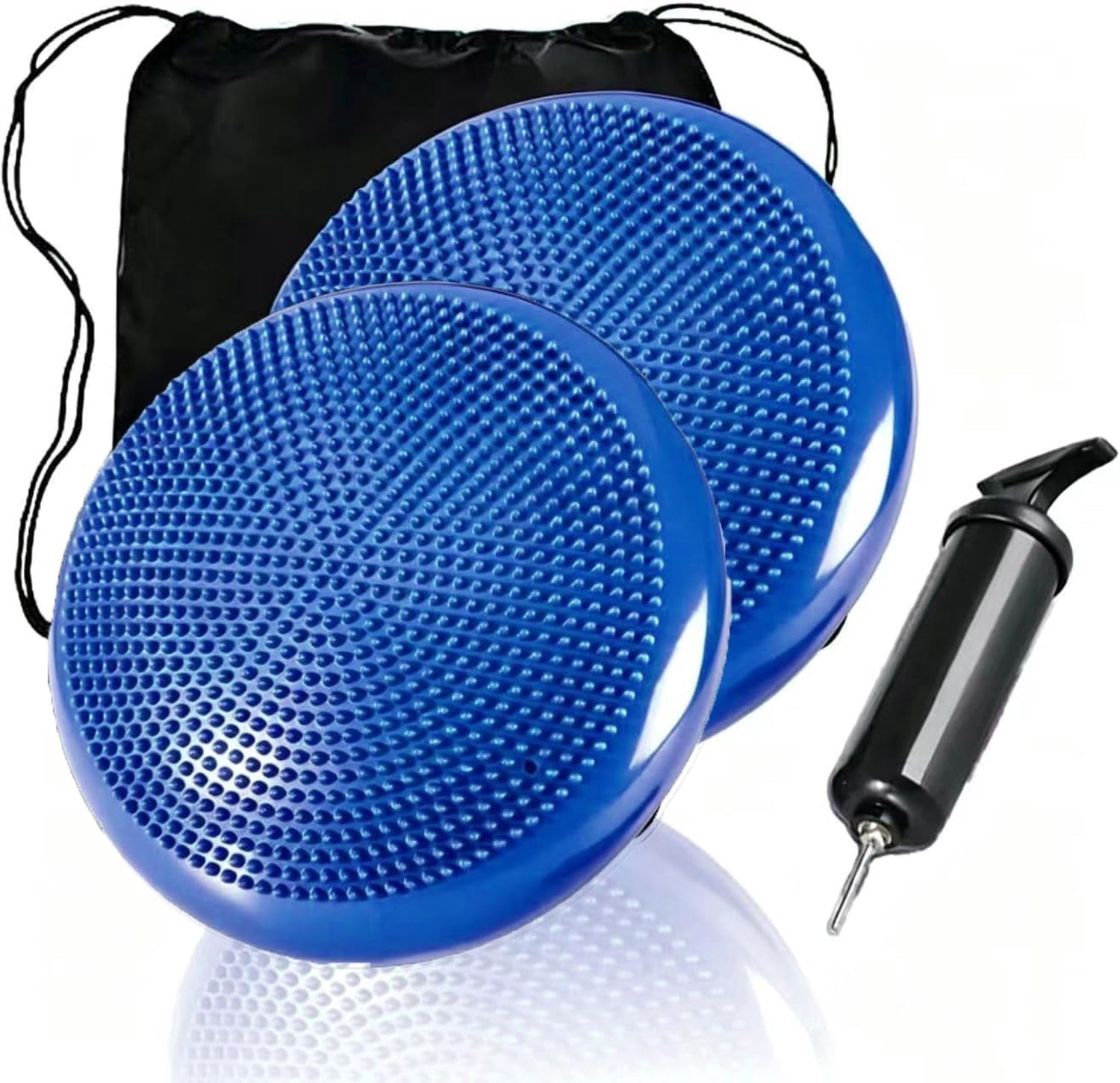 2 stuks balanskussen voor volwassenen, balzitkussen met luchtpomp, diameter 33 cm, balansmassageboard, fysiokussen voor core, coördinatie, fitness, rugtrainingspad