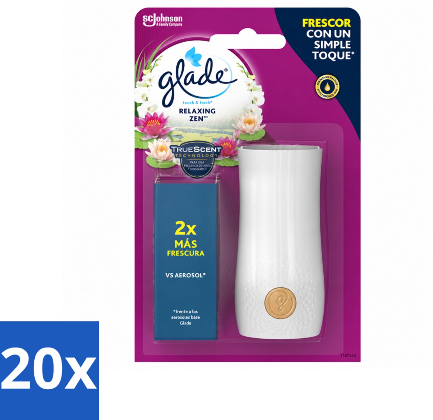 20 x Glade - Touch & Fresh - Relaxing Zen - 10 ml - Voordeelverpakking - 20 stuks