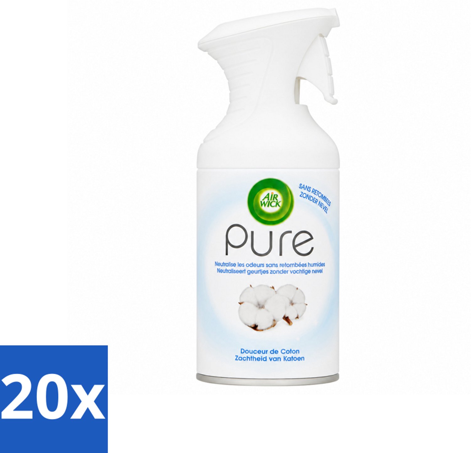 20 x Air Wick - Spray - Zachtheid Van Katoen - Luchtverfrisser - 250 ml - Voordeelverpakking - 20 stuks