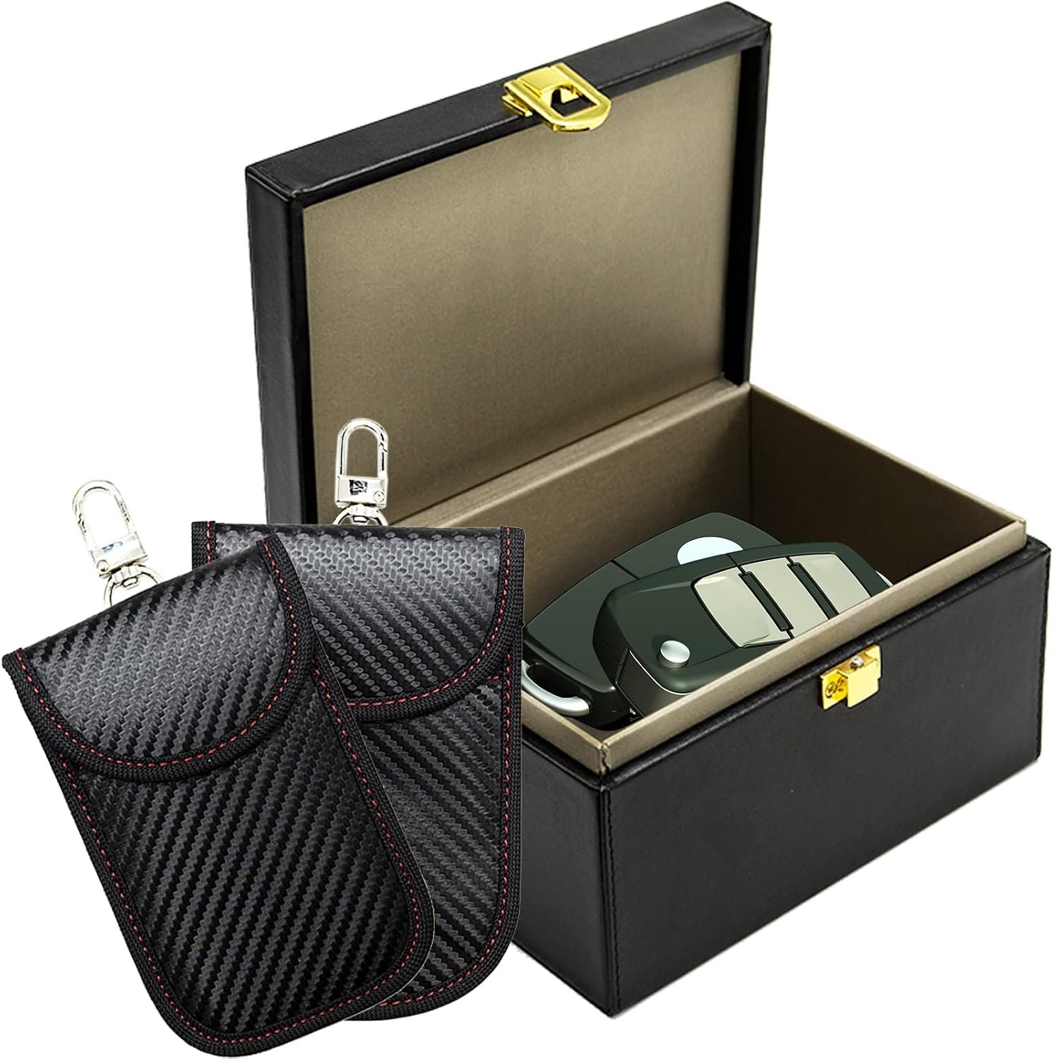 Go Autosleutelbeschermhoes en 2 Keyless Go Faraday Box beschermhoezen voor autosleutels met RFID-afscherming