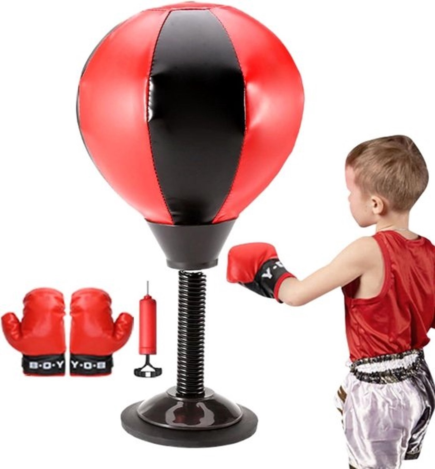 Bokszak voor bureau - Tafelbokbal - Stress verminderen - Snelle rebound - 17 x 41 cm - Zwart